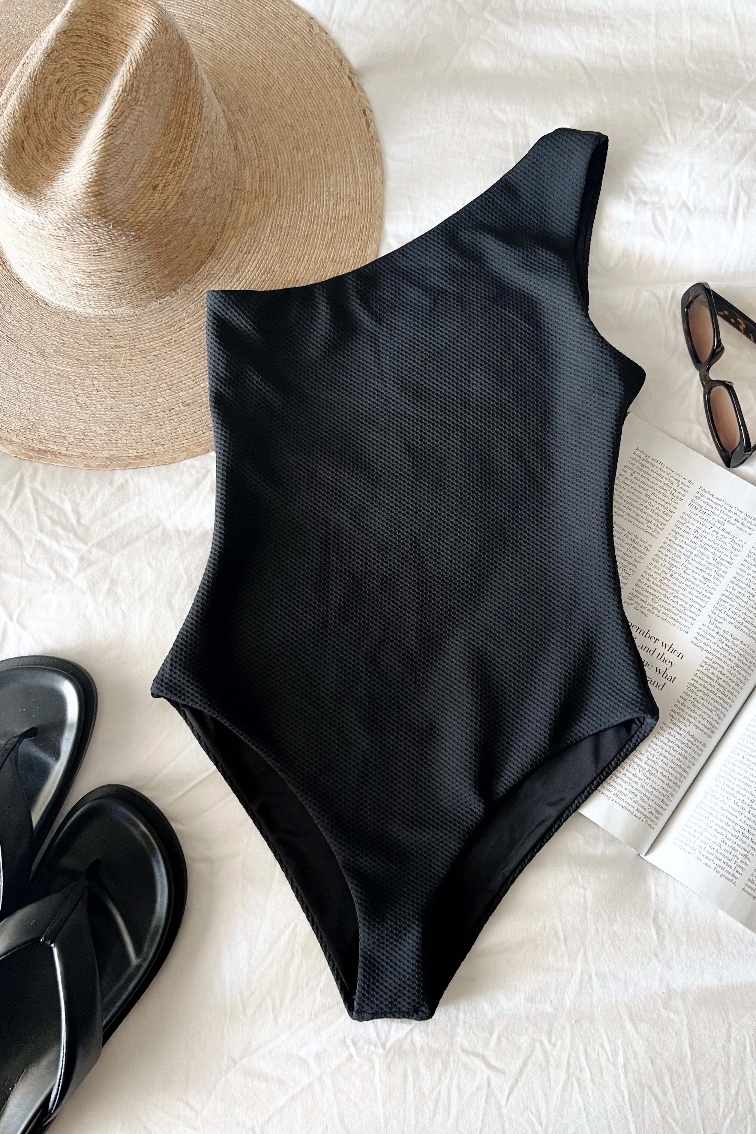 Alba One Piece Black Waffle Beach Riot