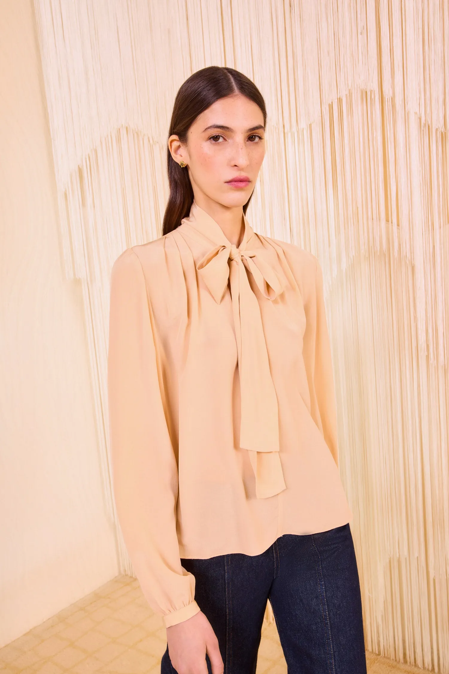 Alistair Necktie Long Sleeve Blouse - Almond Ulla Johnson