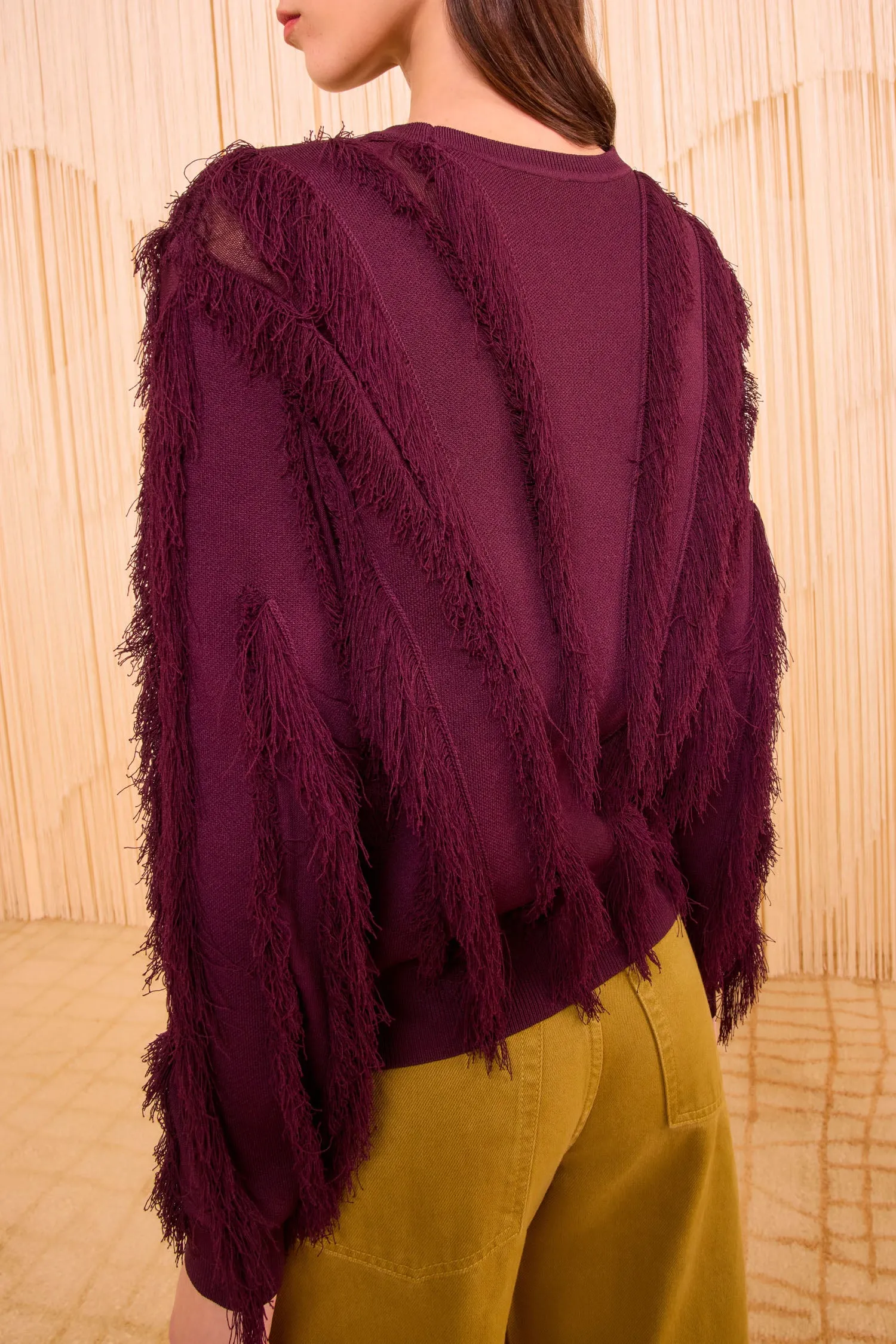 Aubree Long Sleeve Knit Pullover - Mahogany Ulla Johnson