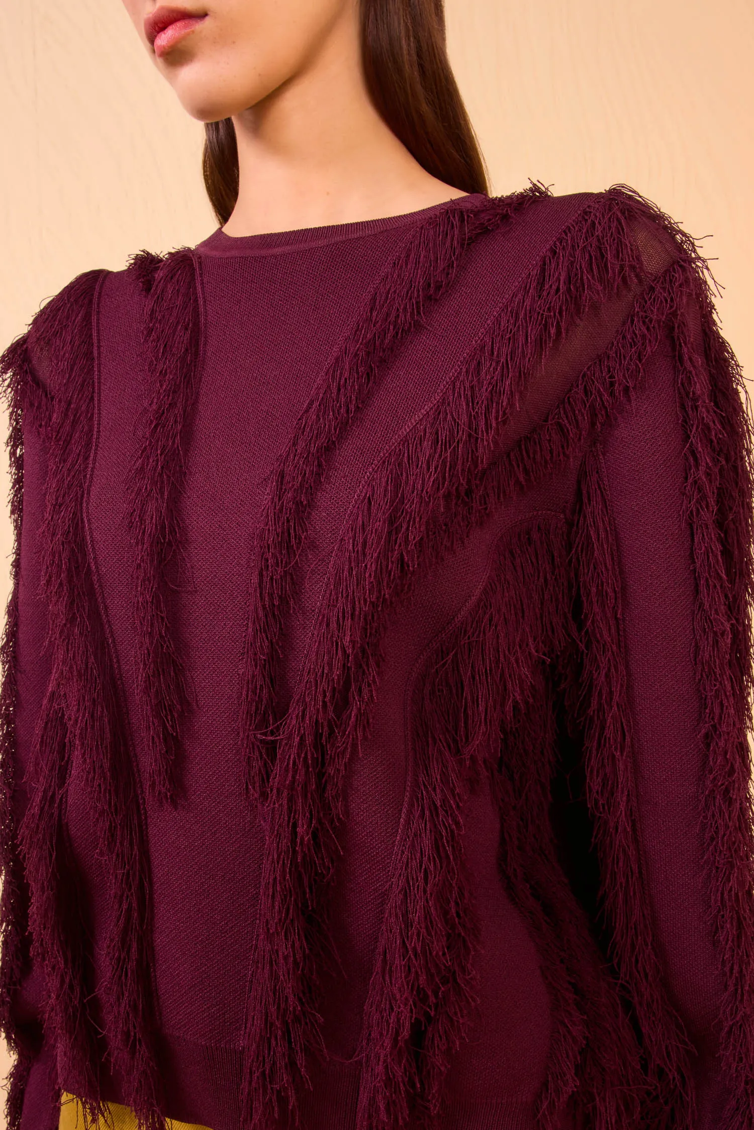 Aubree Long Sleeve Knit Pullover - Mahogany Ulla Johnson