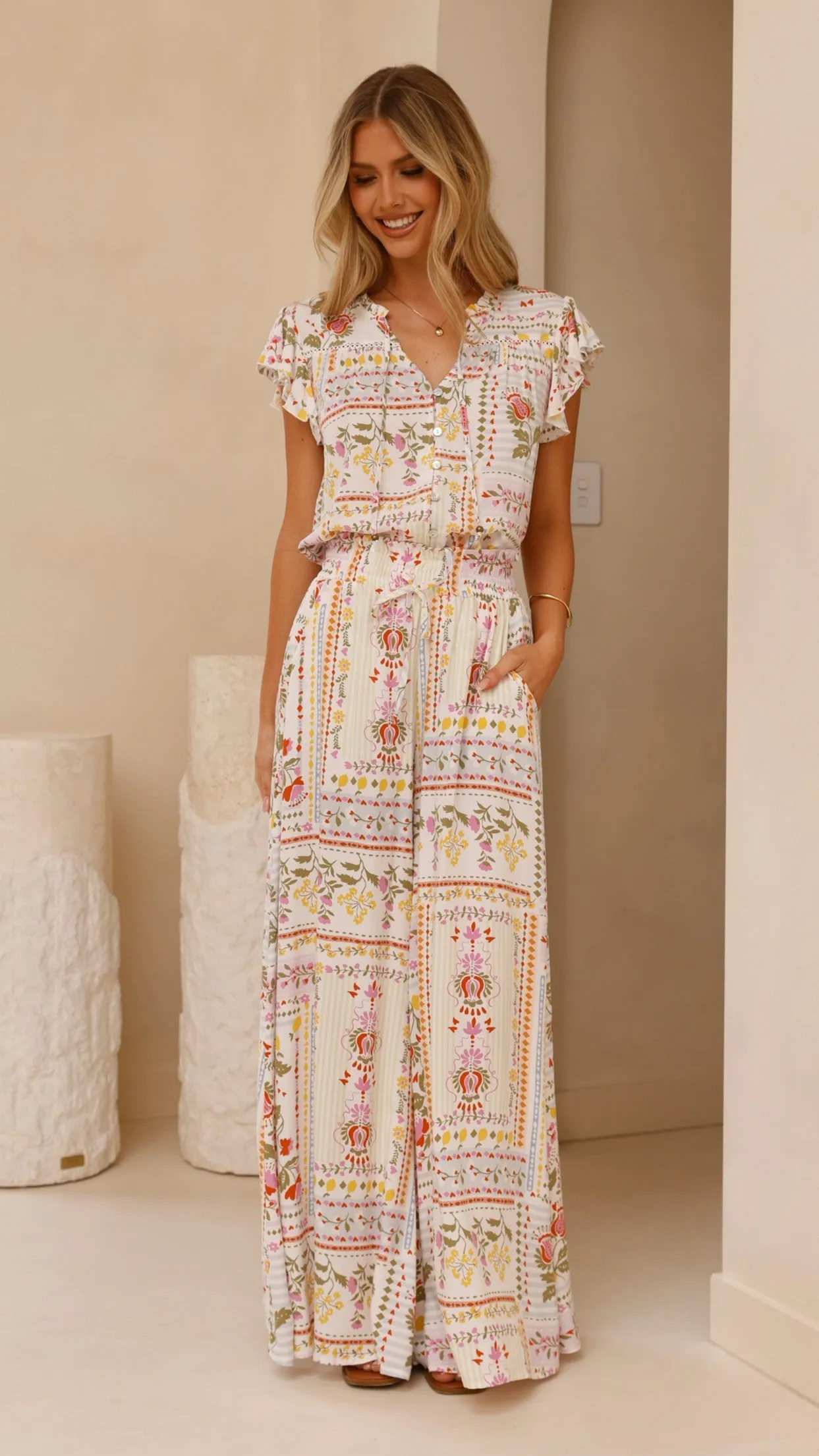 Avery Wide Leg Pants - Leah Print Billy J