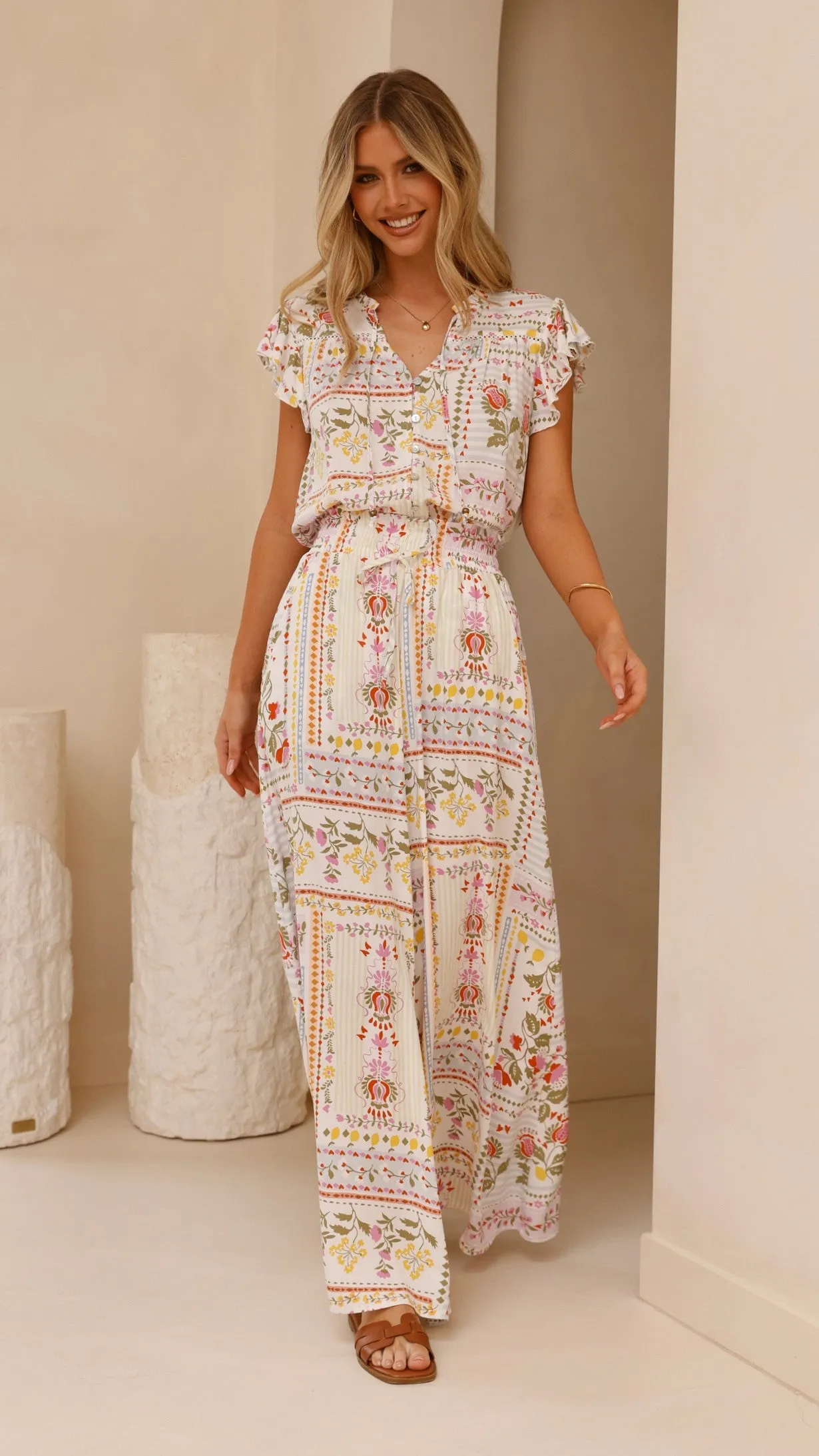 Avery Wide Leg Pants - Leah Print Billy J