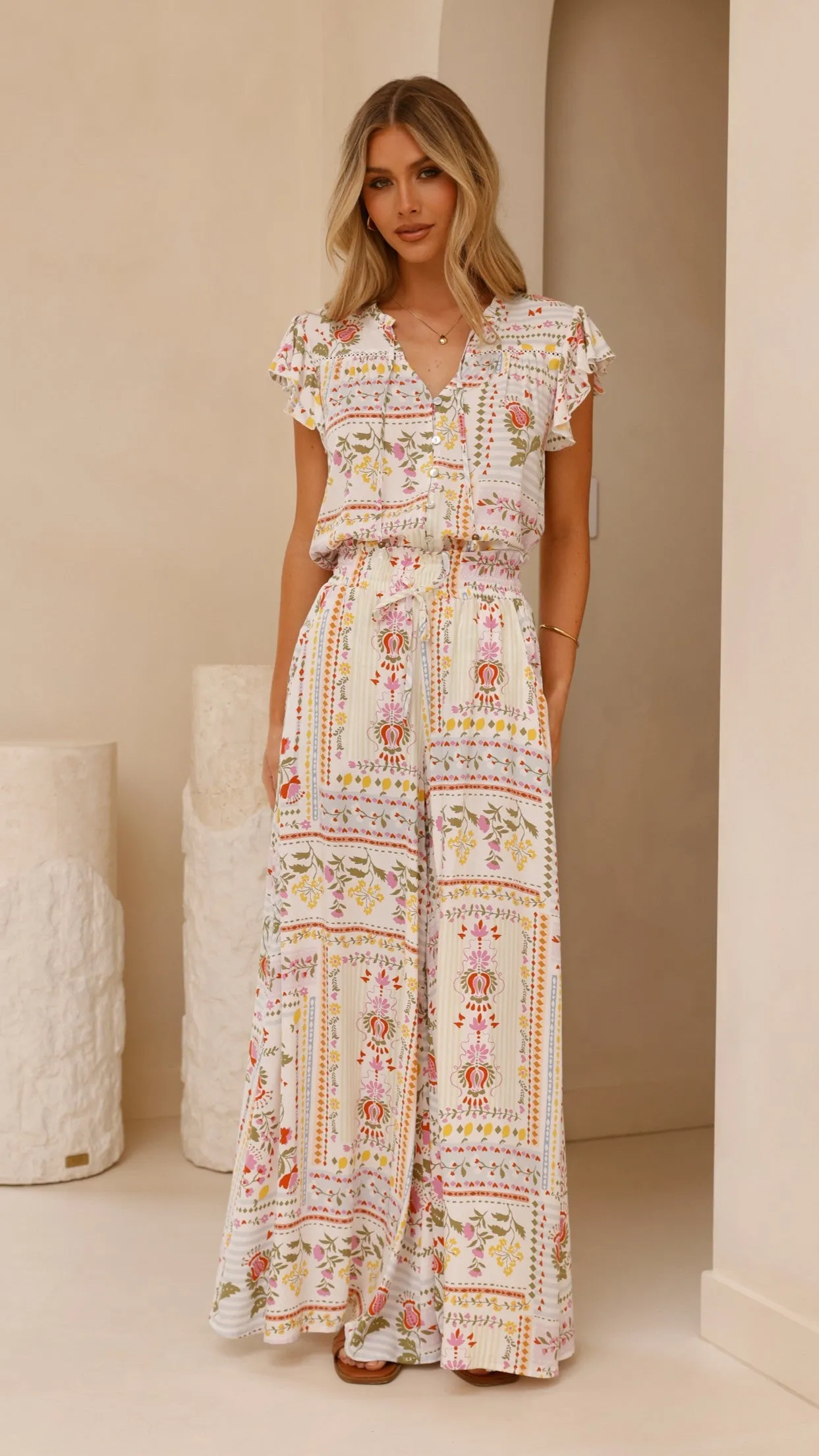 Avery Wide Leg Pants - Leah Print Billy J