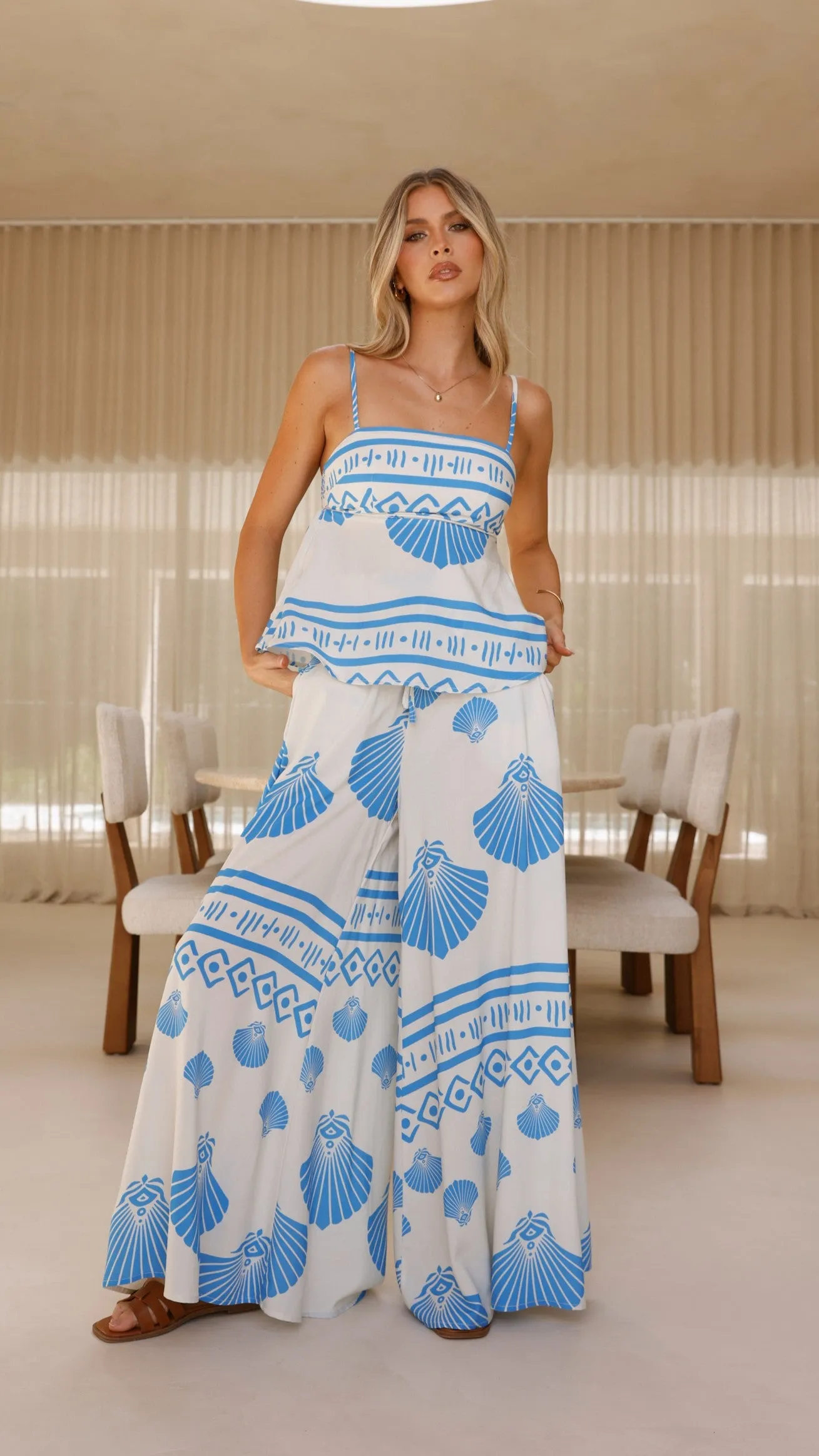 Avery Wide Leg Pants - Sea Shell Billy J