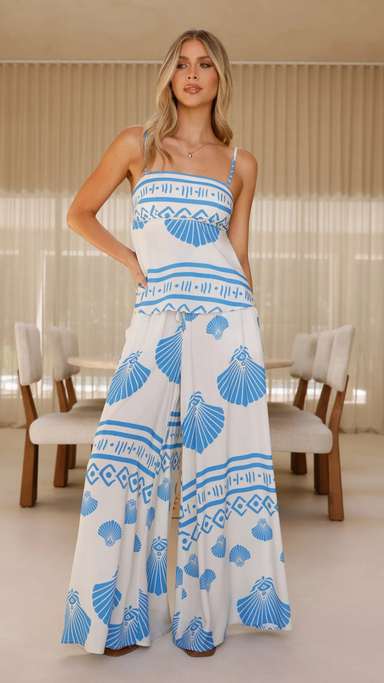 Avery Wide Leg Pants - Sea Shell Billy J