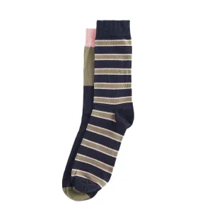Barbour Colour Block Socks Gift Set Navy / Olive / Pink