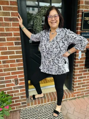 Beach Time by Lulu B Black and Tan Button Tunic