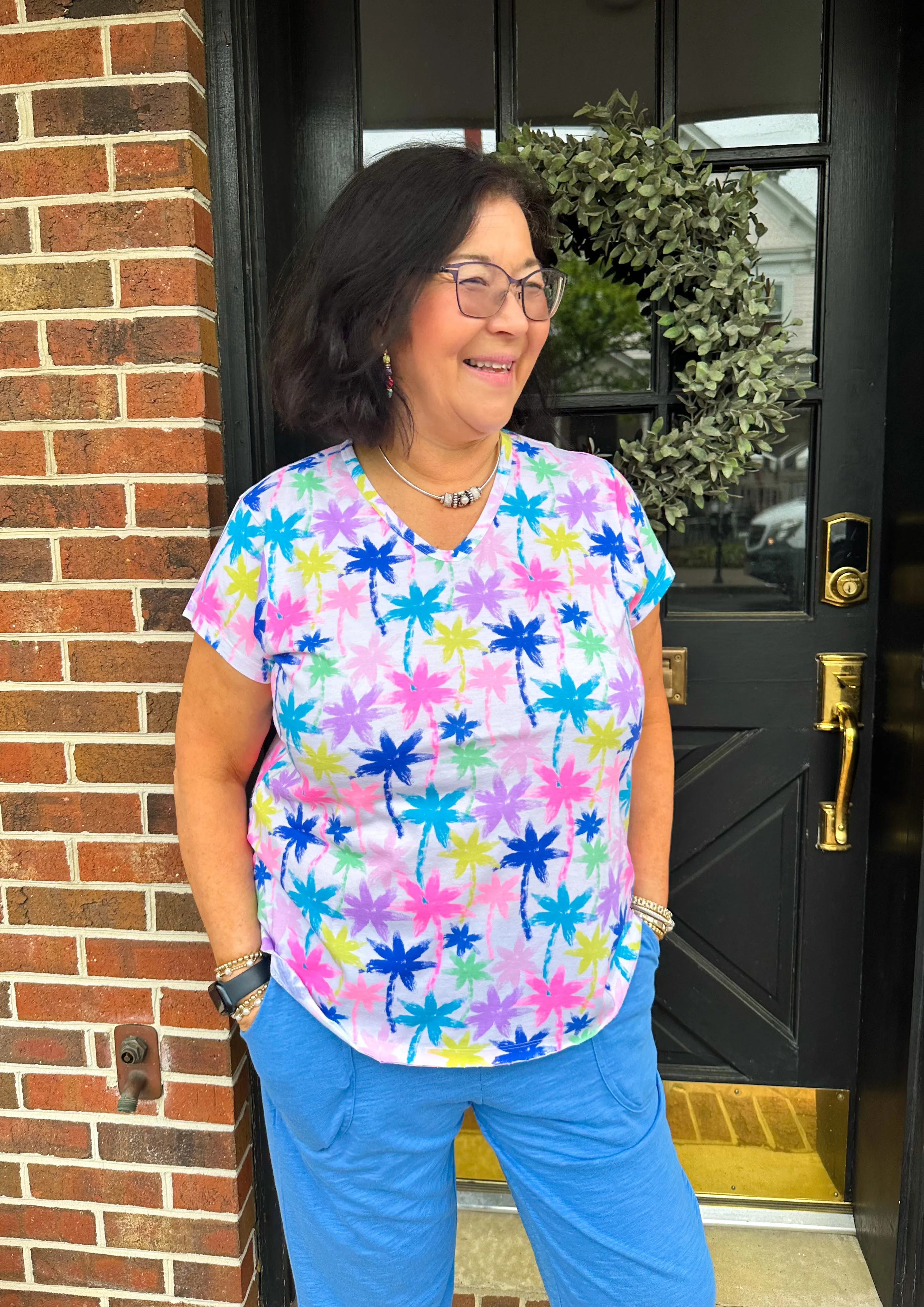 Beachtime by Lulu B Bright Palm Stella Top