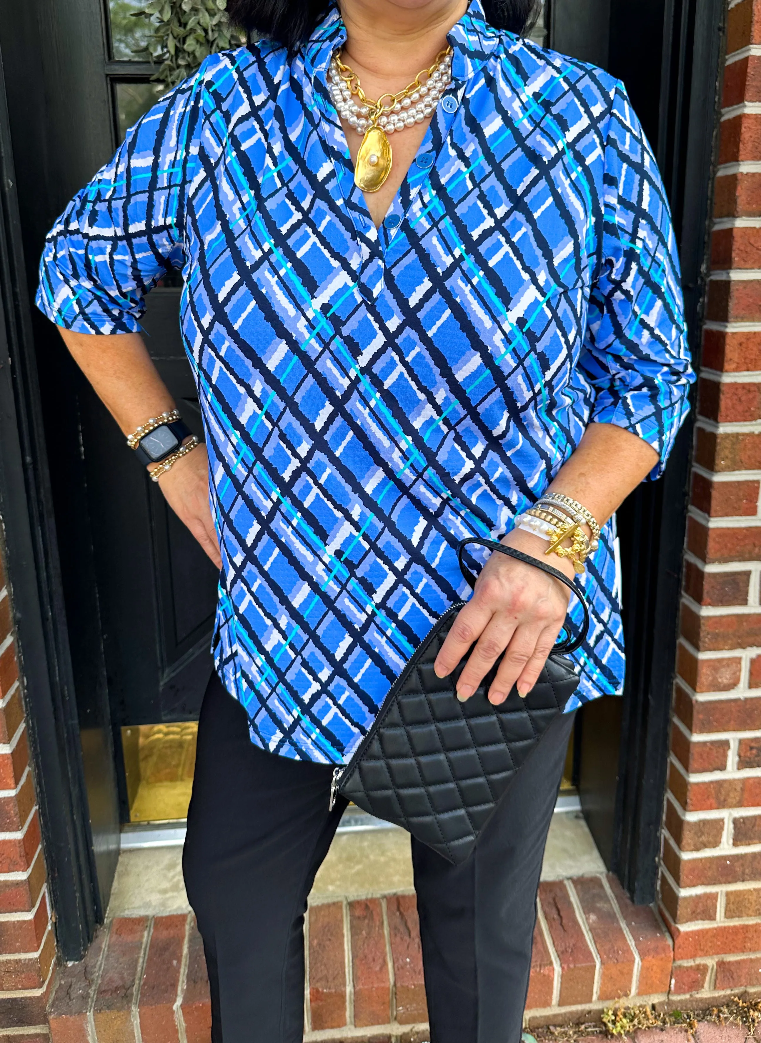 Beachtime by Lulu B Fresh Plaid Button Tunic