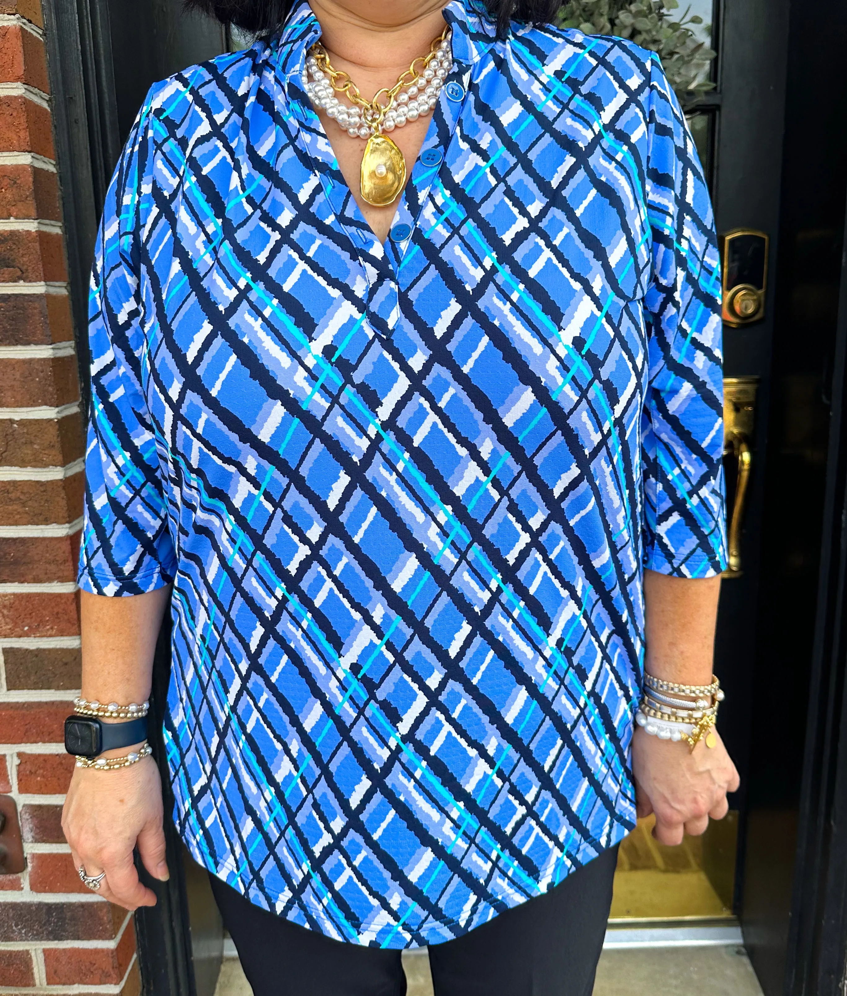 Beachtime by Lulu B Fresh Plaid Button Tunic