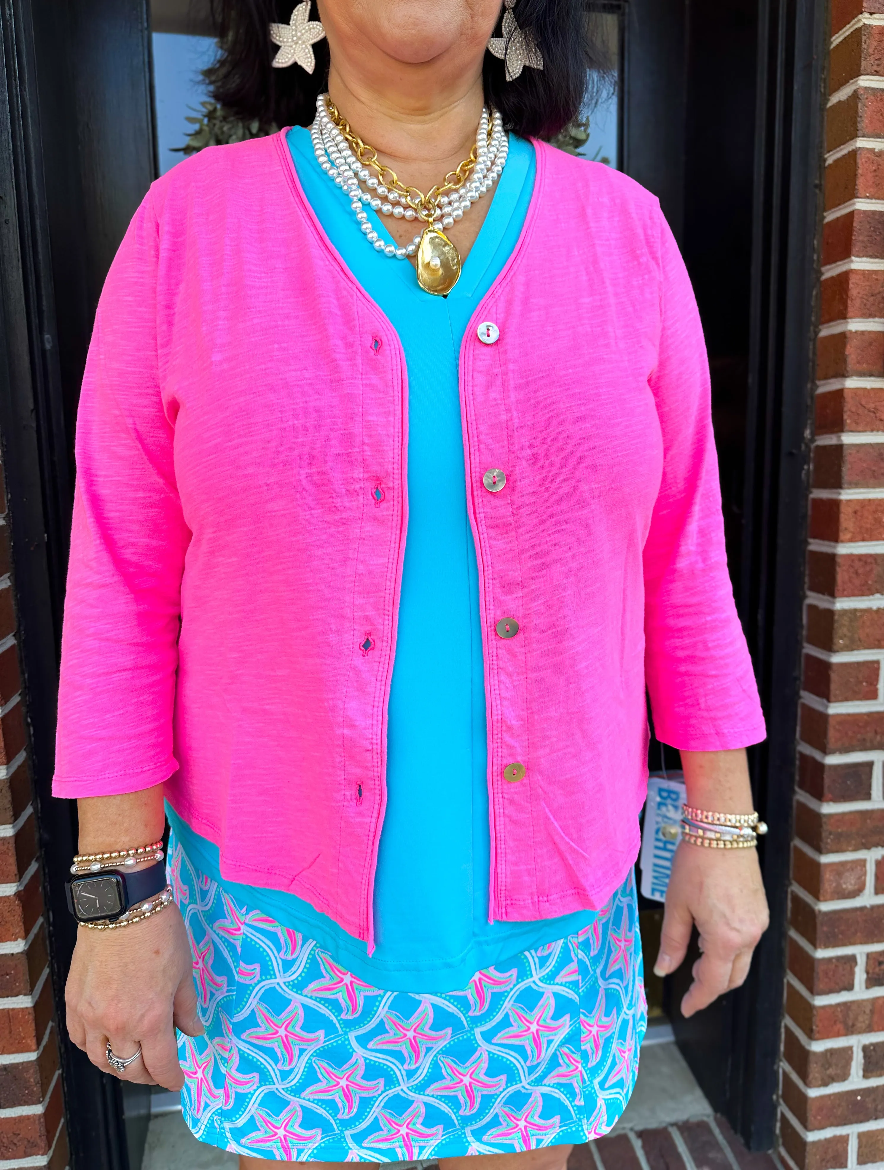 Beachtime by Lulu B Hot Pink Maria Cardigan