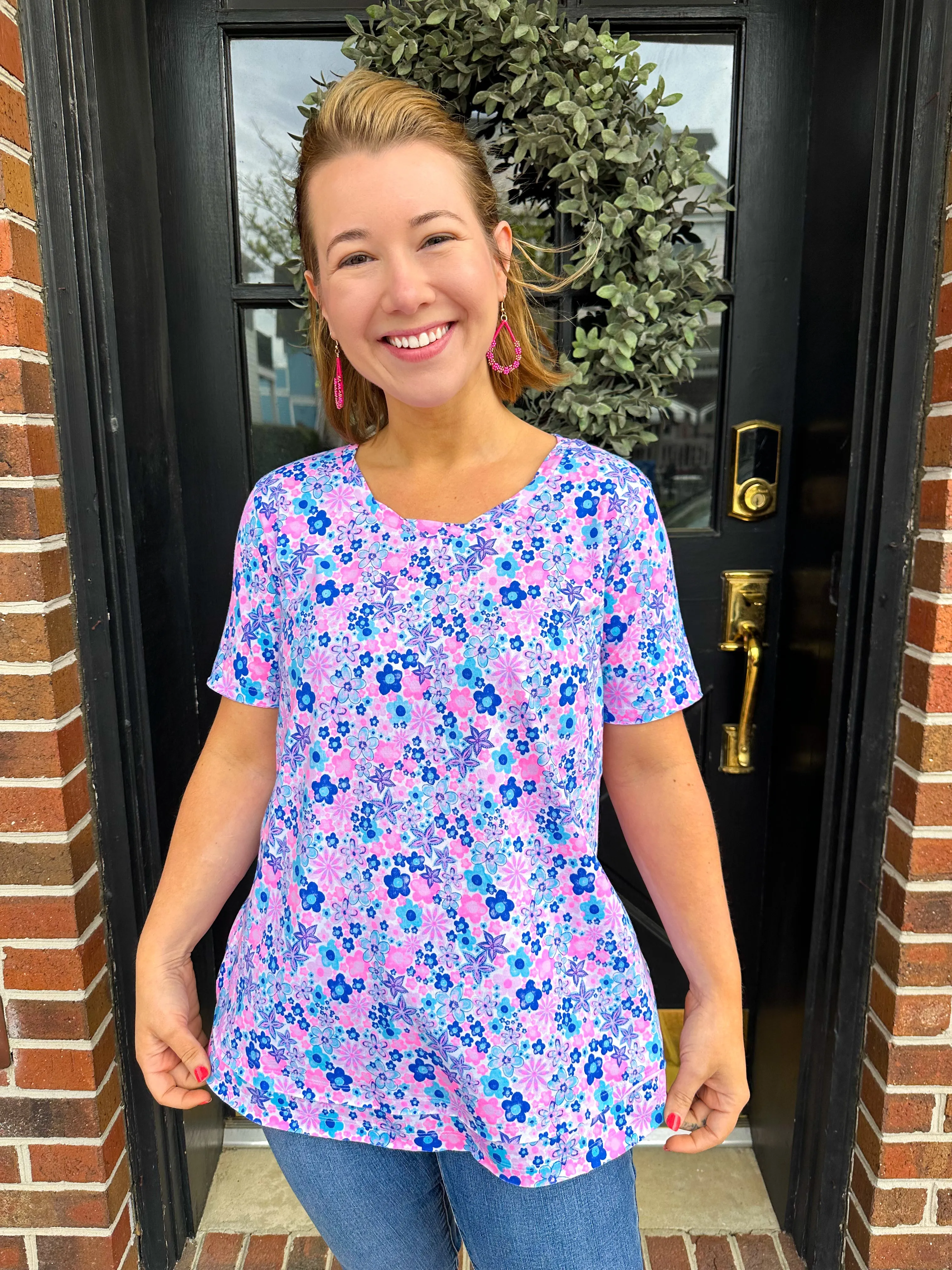 Beachtime by Lulu B Lilac Floral Tiffany Top