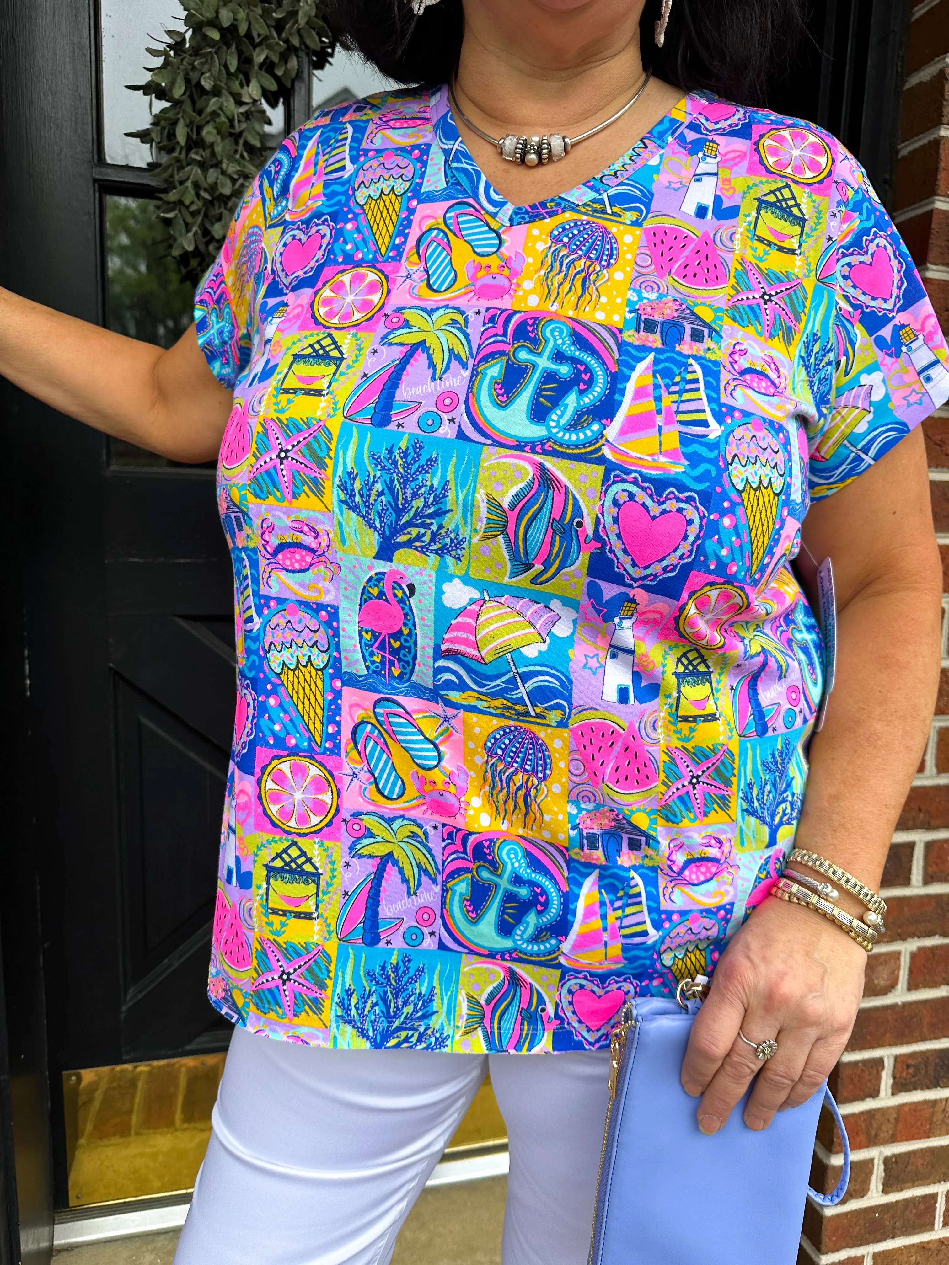 Beachtime by Lulu B Multicolor Mosaic Stella Top