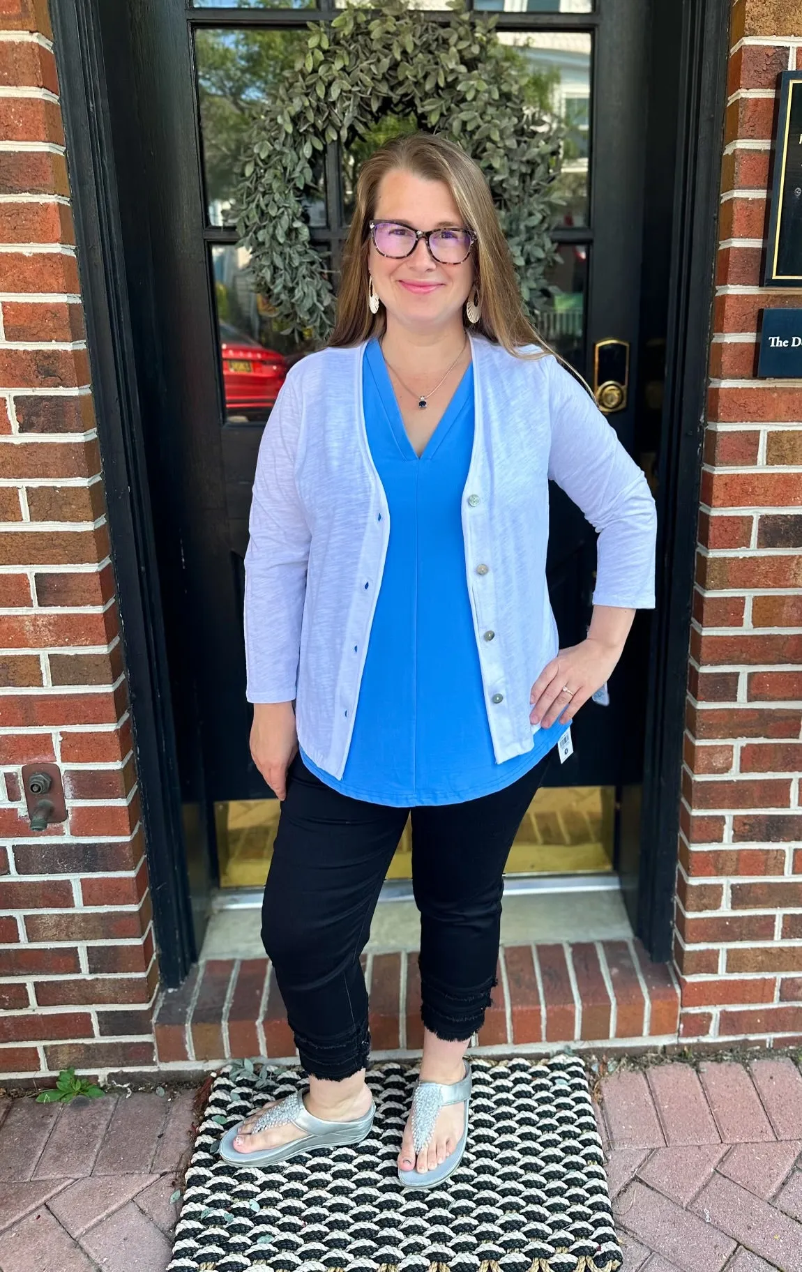Beachtime by Lulu B White Button Cardigan