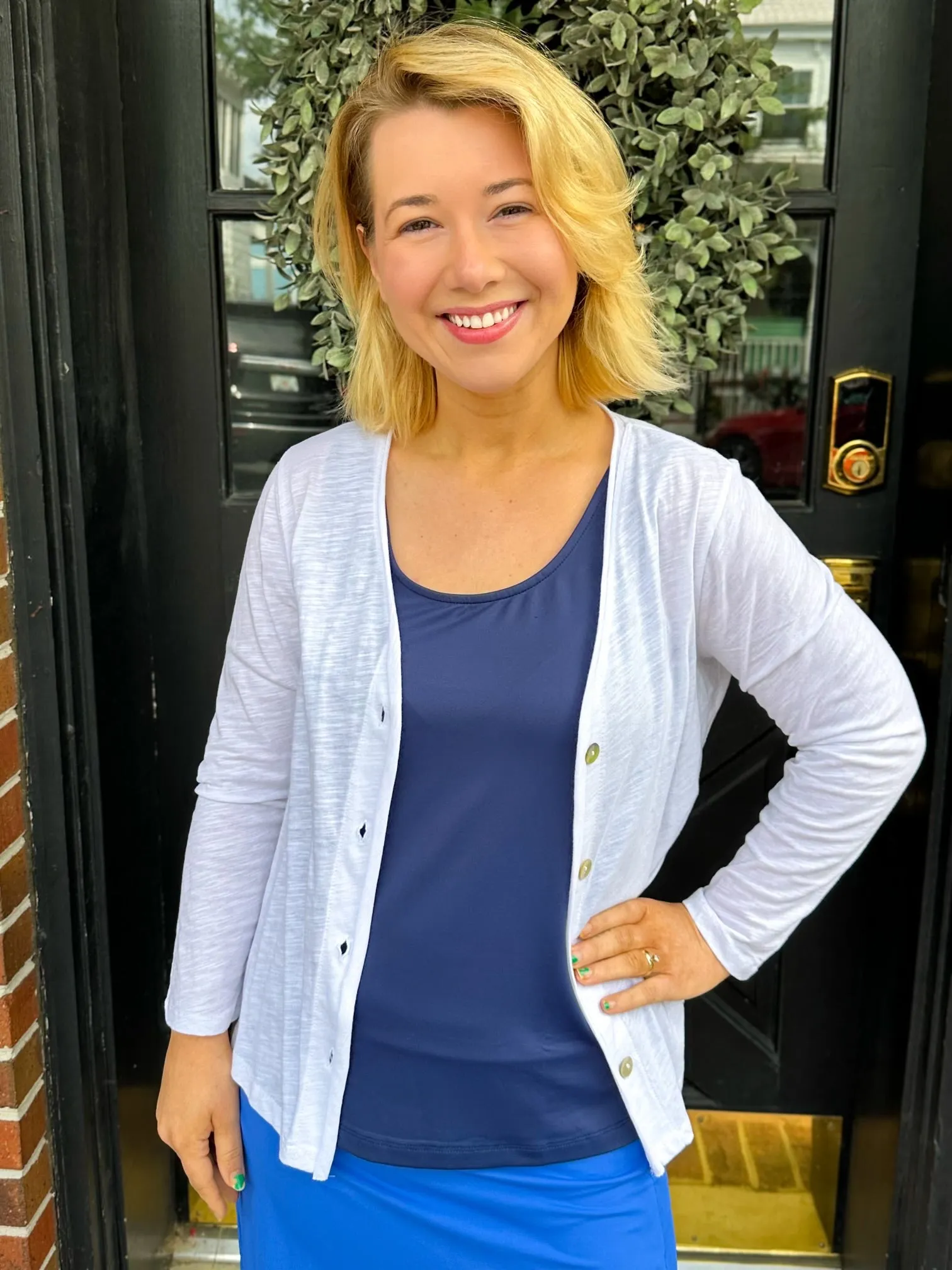 Beachtime by Lulu B White Button Cardigan