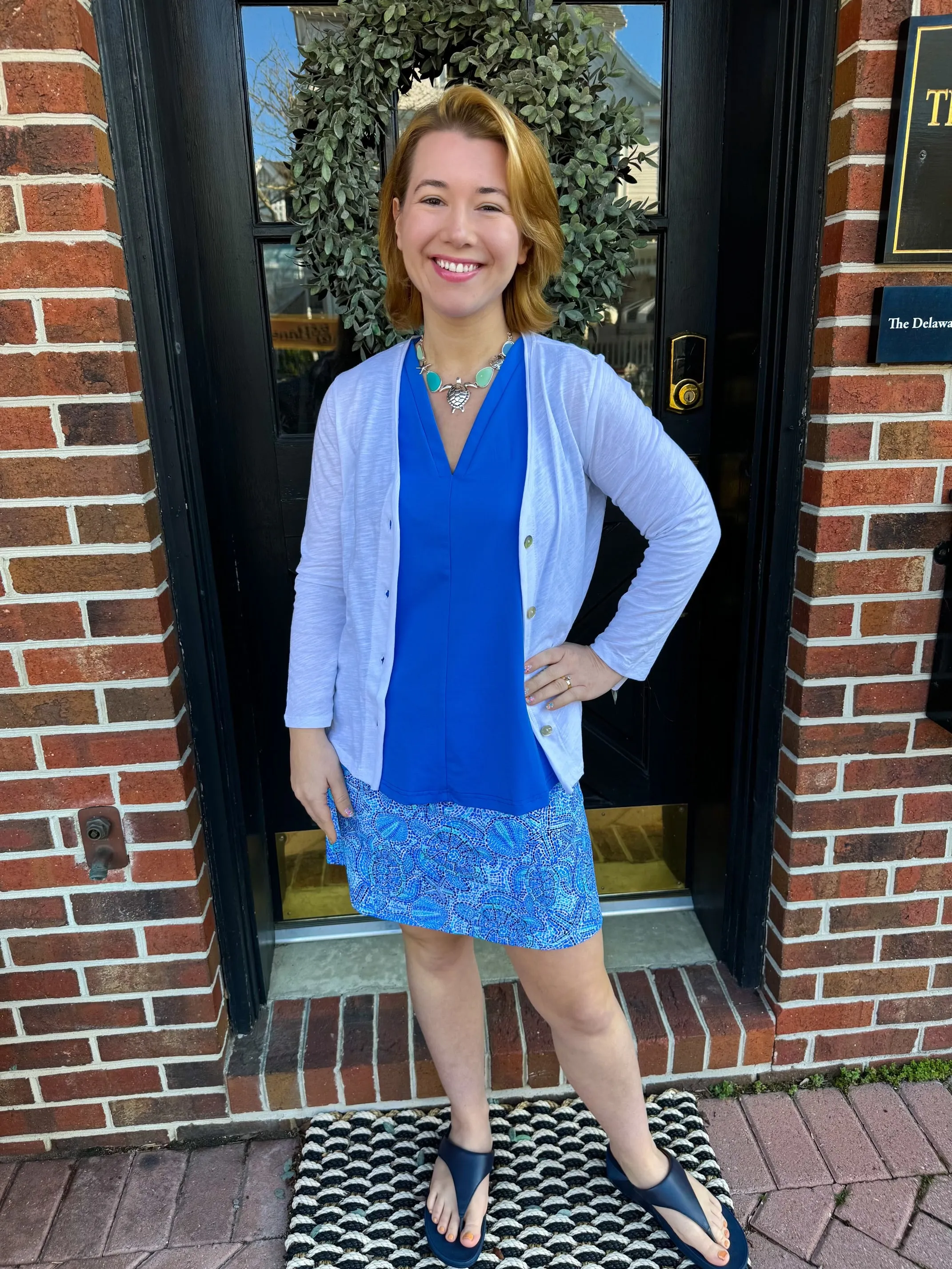 Beachtime by Lulu B White Button Cardigan