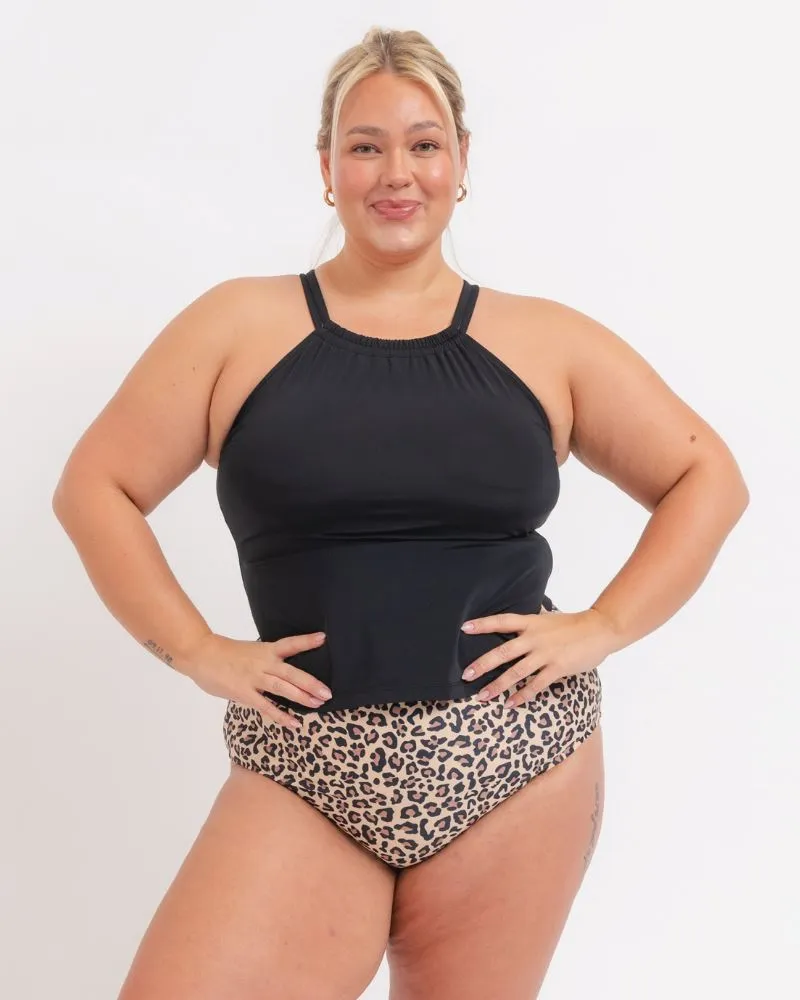 Black Double-Cinch Tankini Top