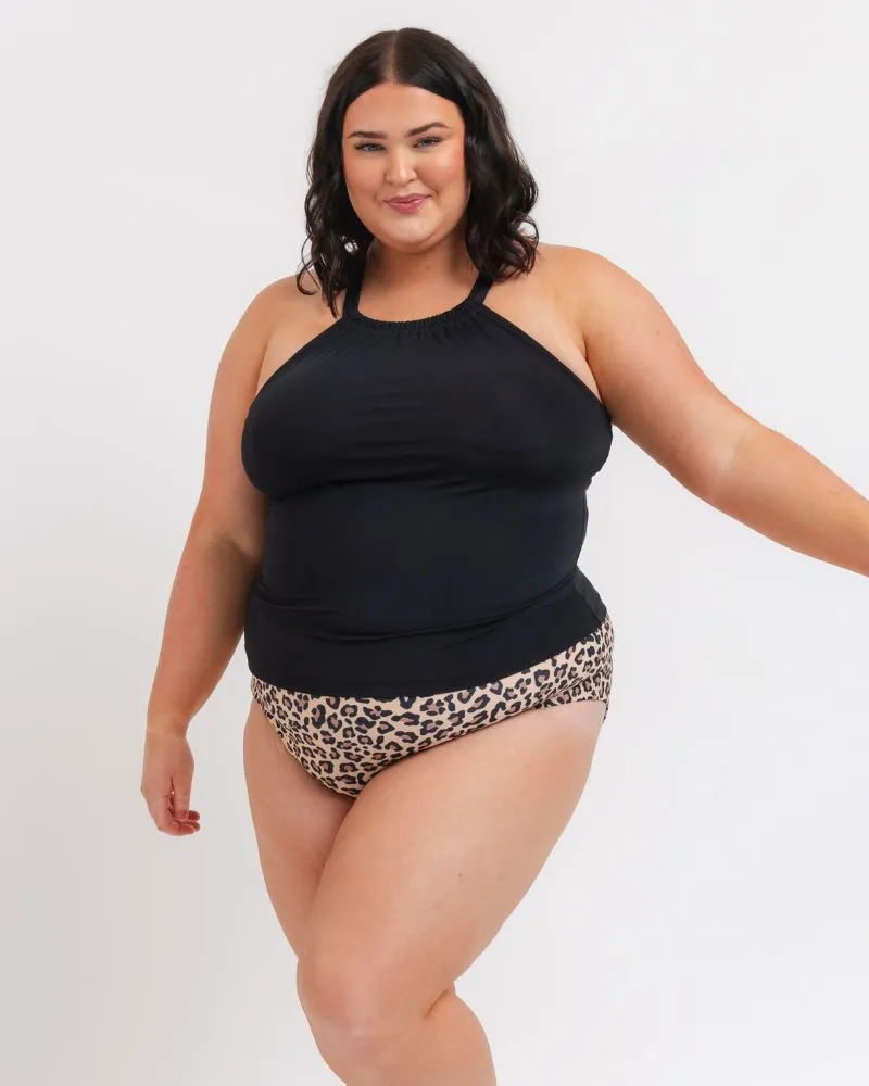 Black Double-Cinch Tankini Top