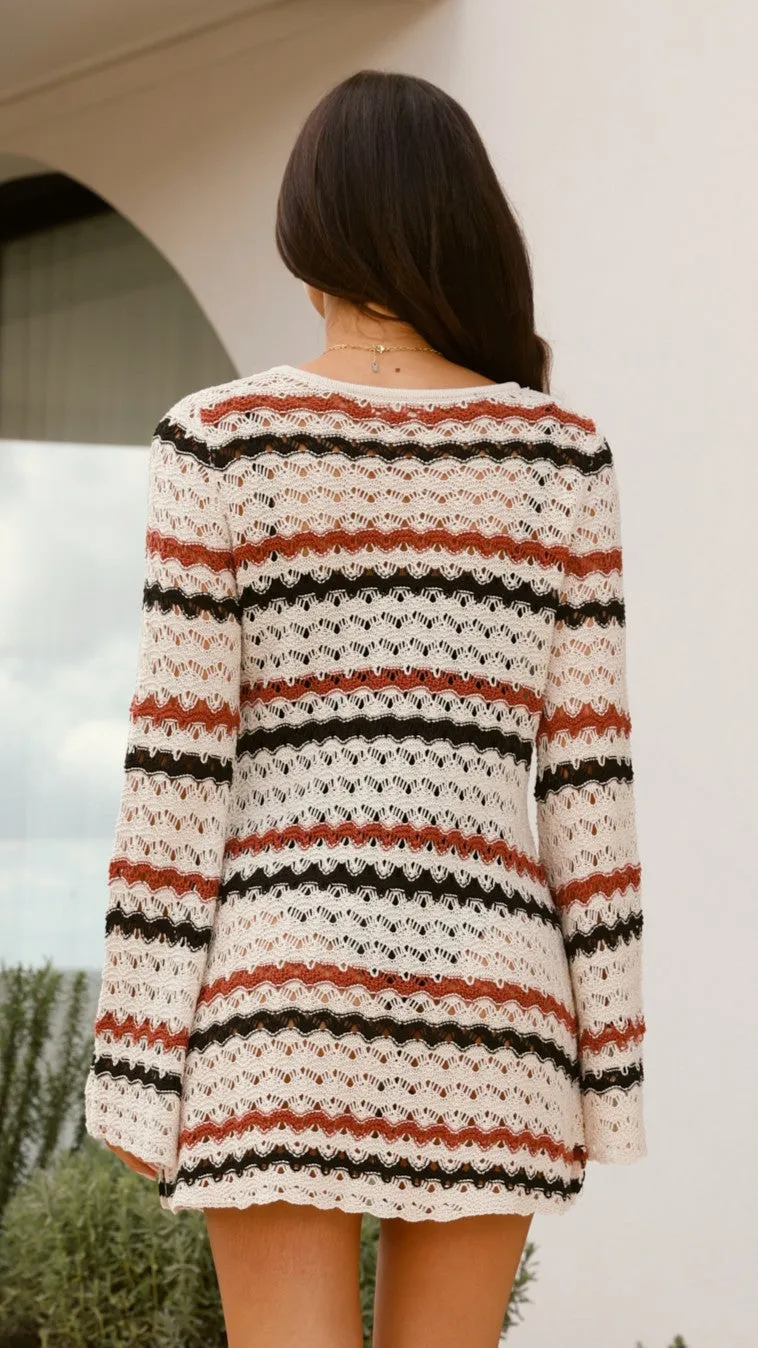 Bron Mini Dress - Natural Stripe Billy J