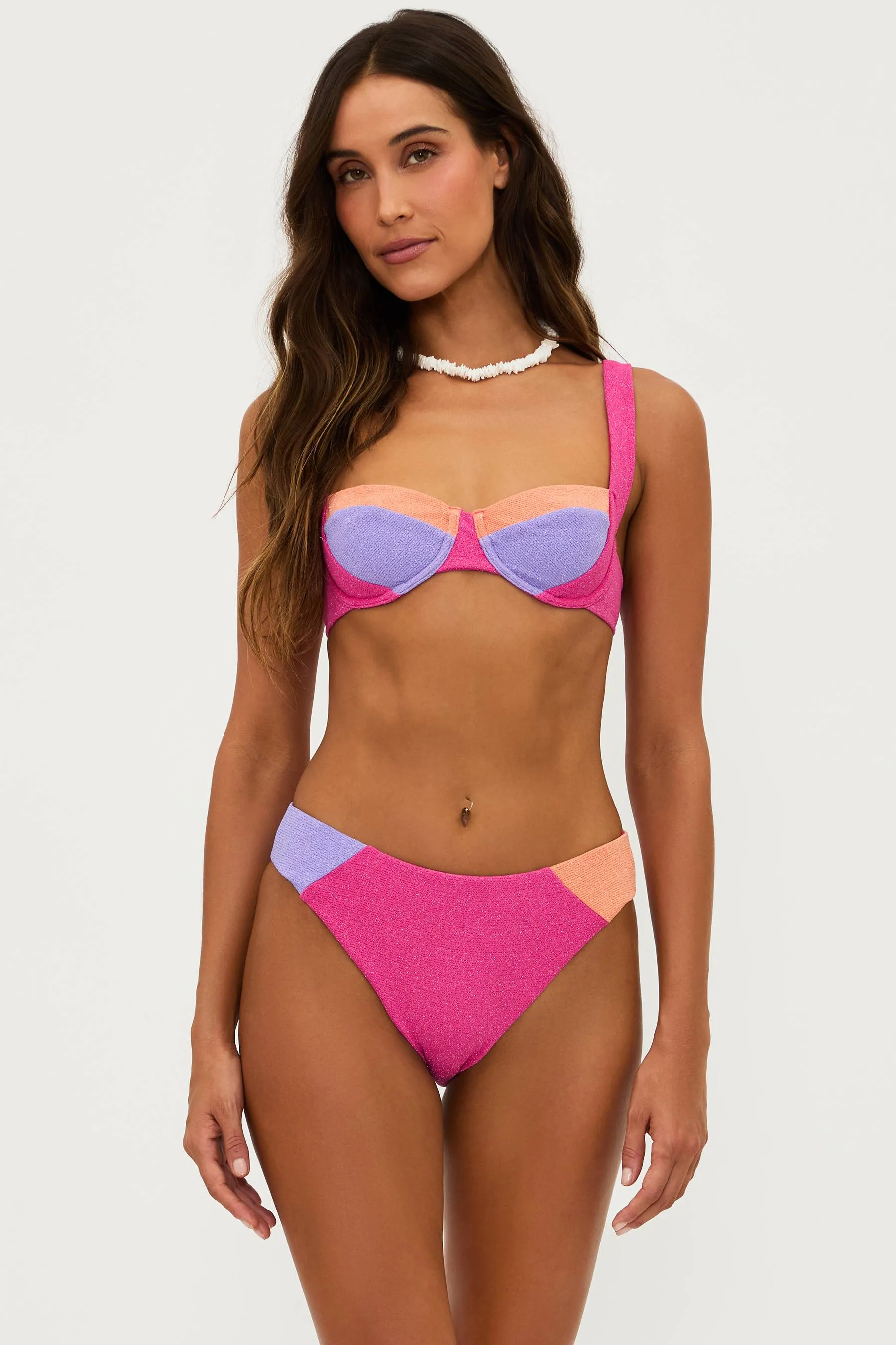 Brooks Top Coral Bay Colorblock Scrunch Beach Riot