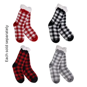 BUY ONE GET ONE FREE Holiday Check Thermal Slipper Socks