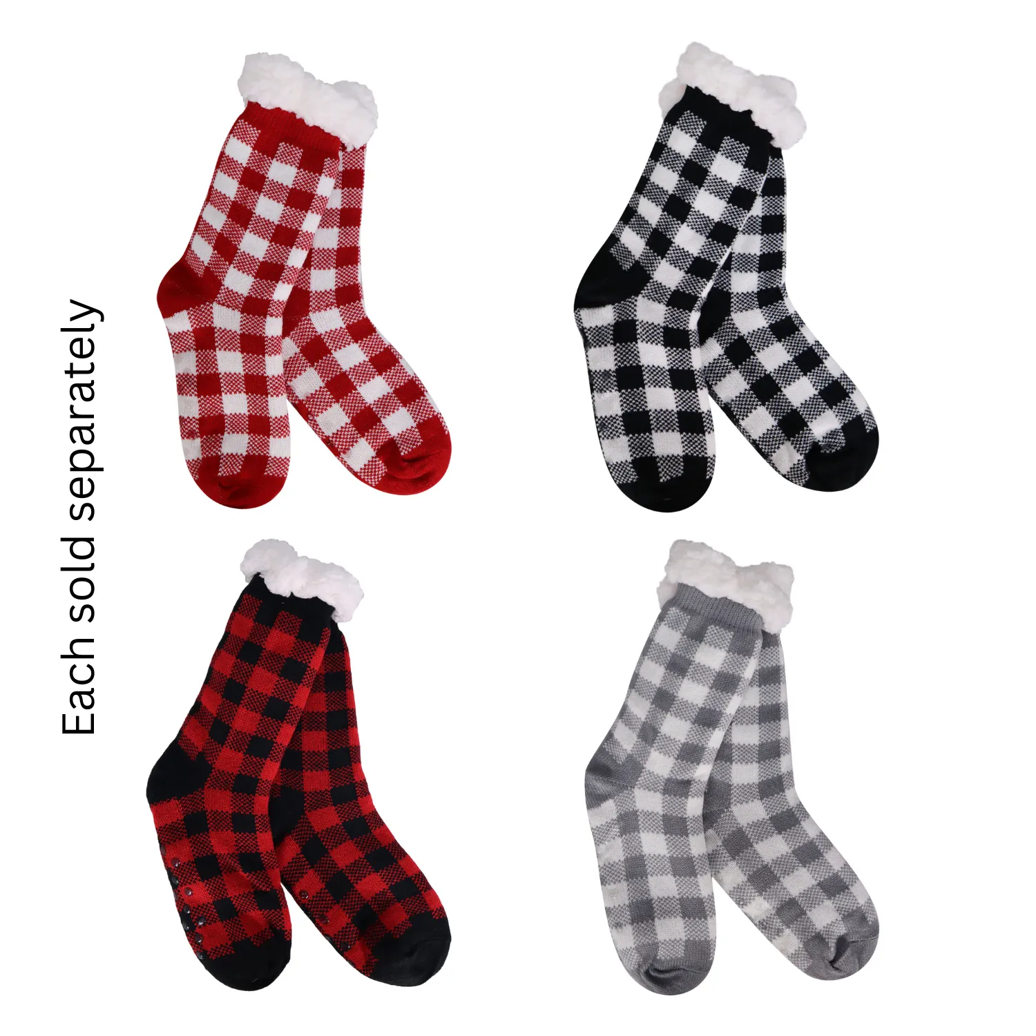 BUY ONE GET ONE FREE Holiday Check Thermal Slipper Socks