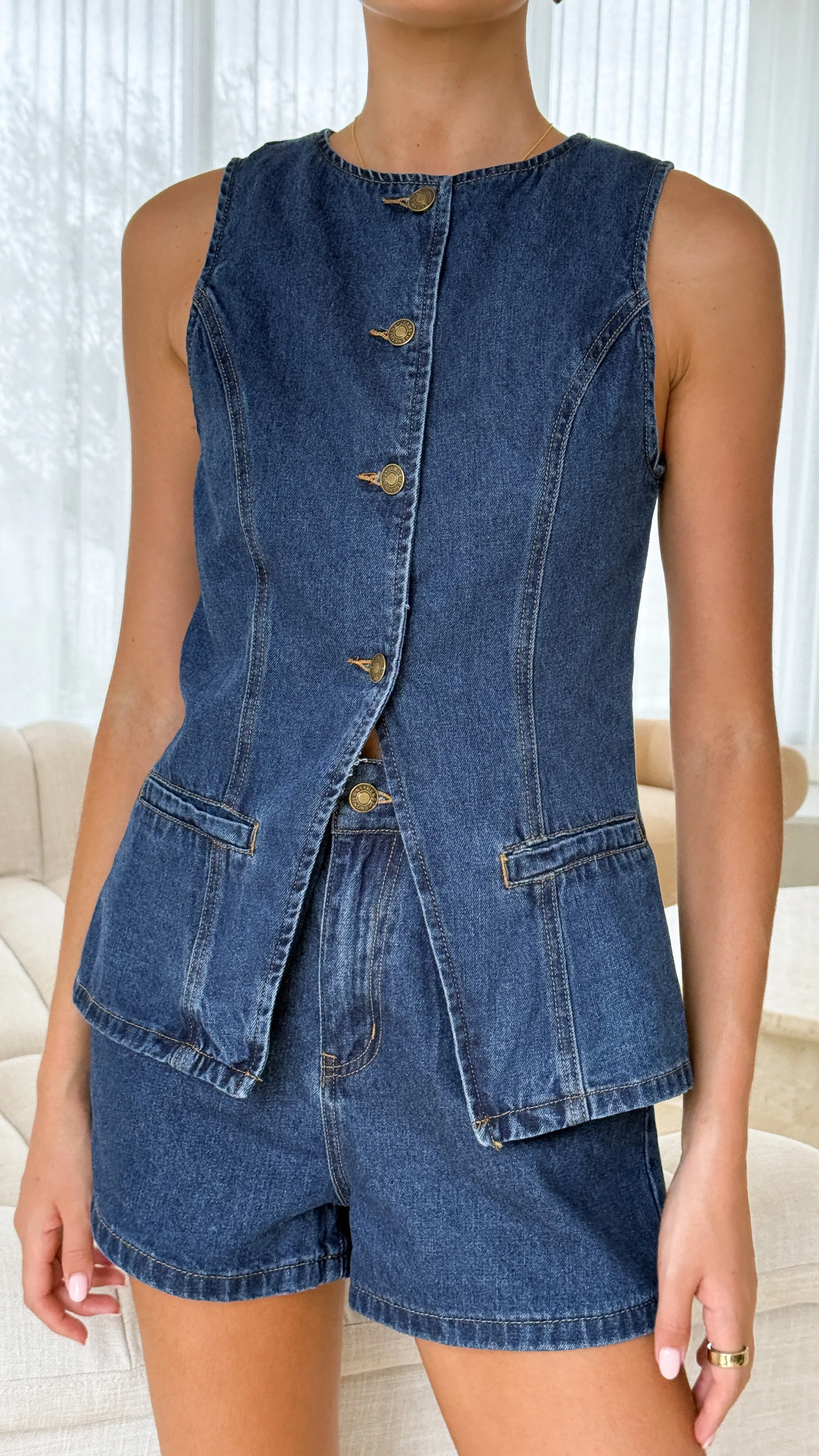 Cairo Denim Shorts - Dark Mid Billy J