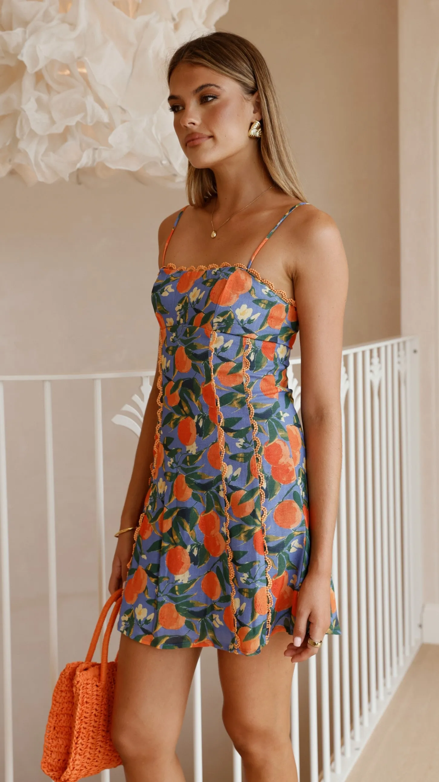 Cartia Mini Dress - Orange Print Billy J