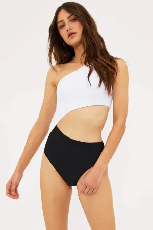 Celine One Piece Black White Colorblock Beach Riot