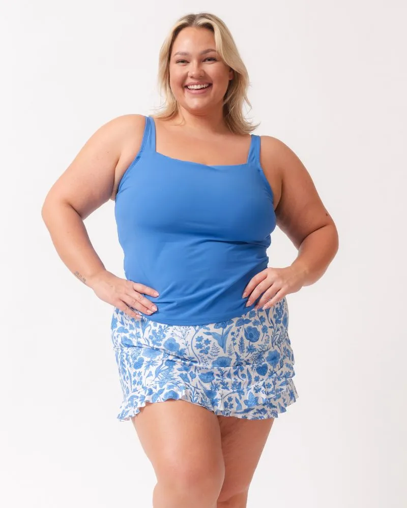 Coastline Blue Square Neck Tankini Top