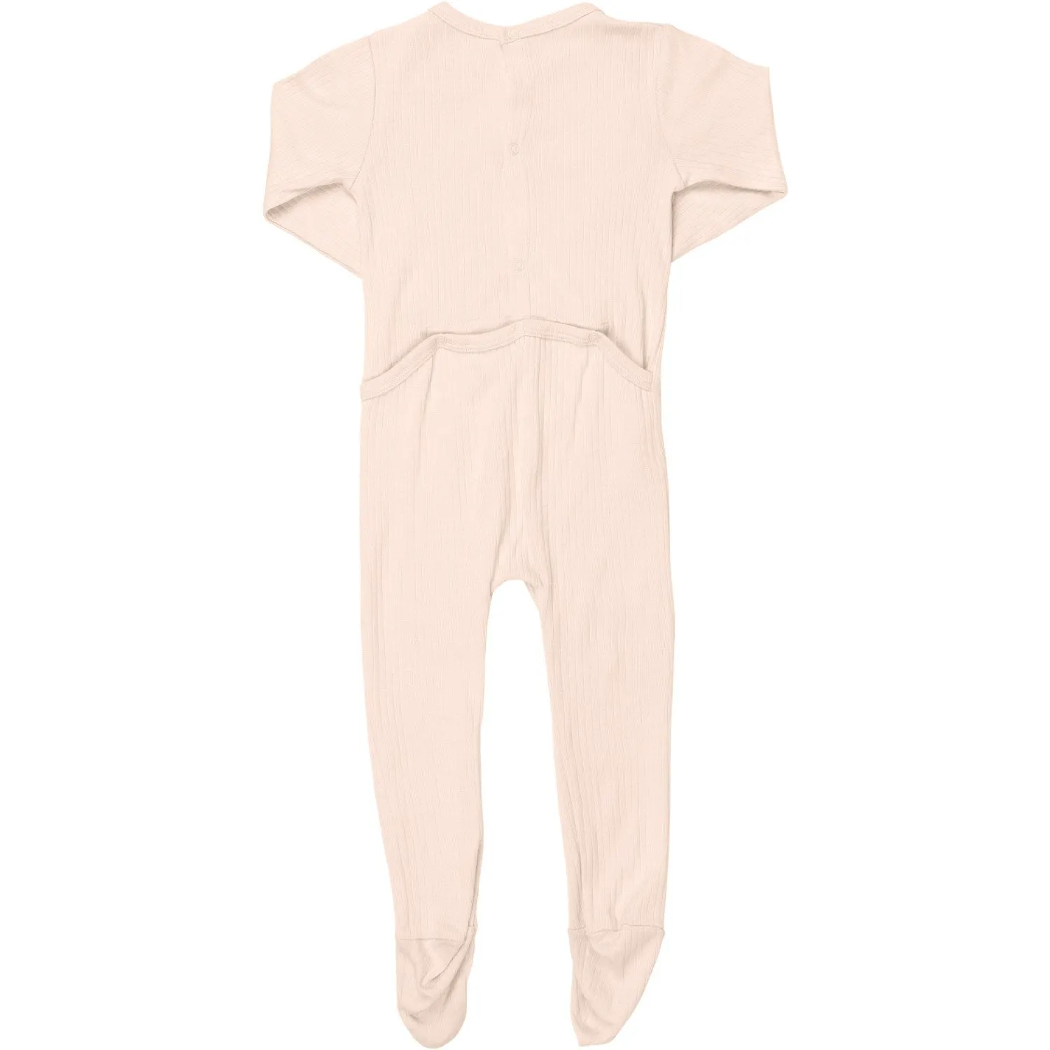 COPENHAGEN COLORS Soft Pink Rib Jersey Full Body W. Back Opening