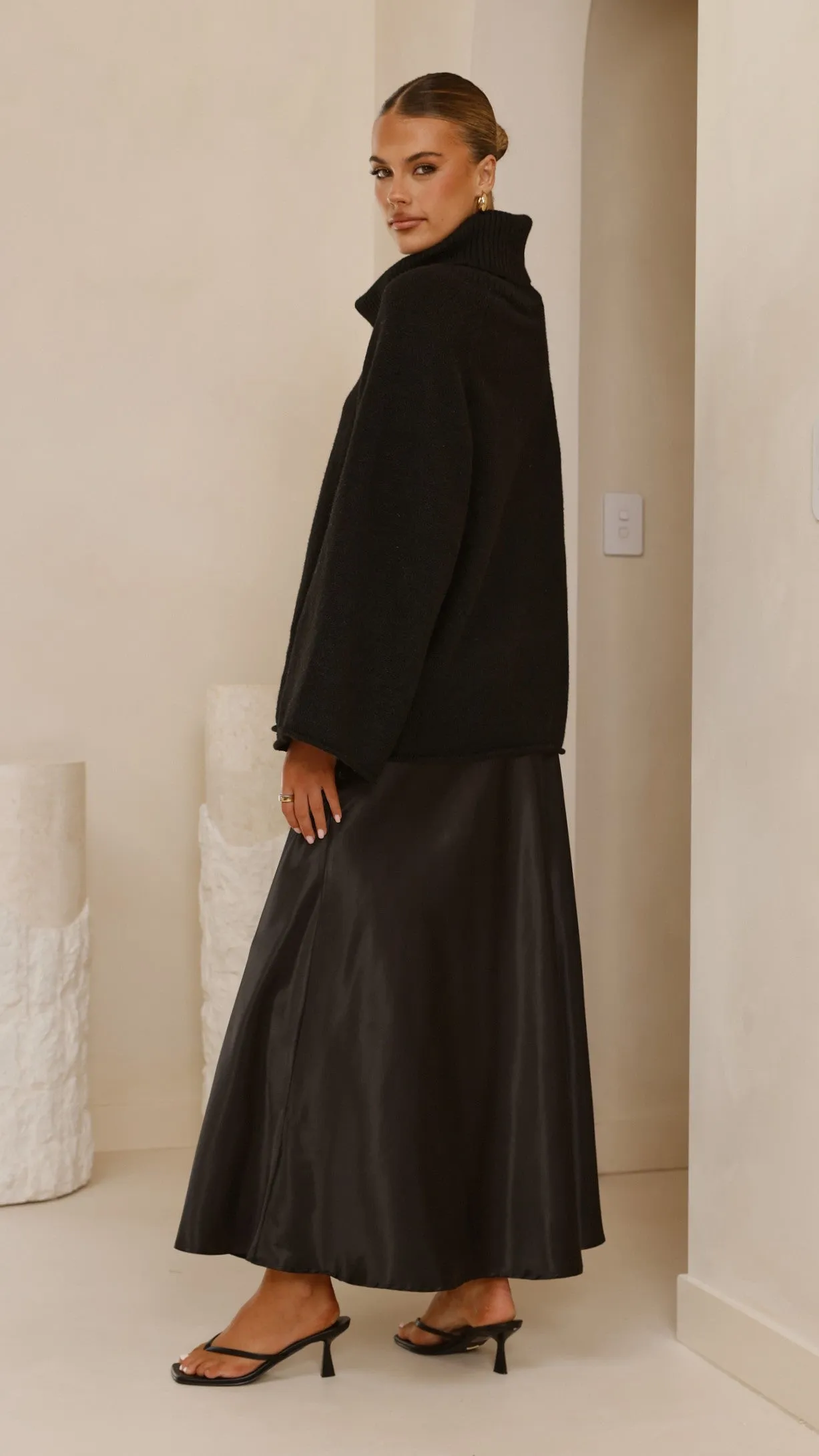 Darina Bias Cut Maxi Skirt - Black Billy J