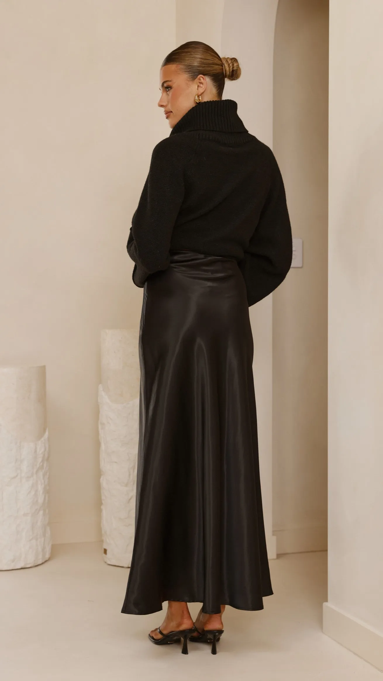 Darina Bias Cut Maxi Skirt - Black Billy J