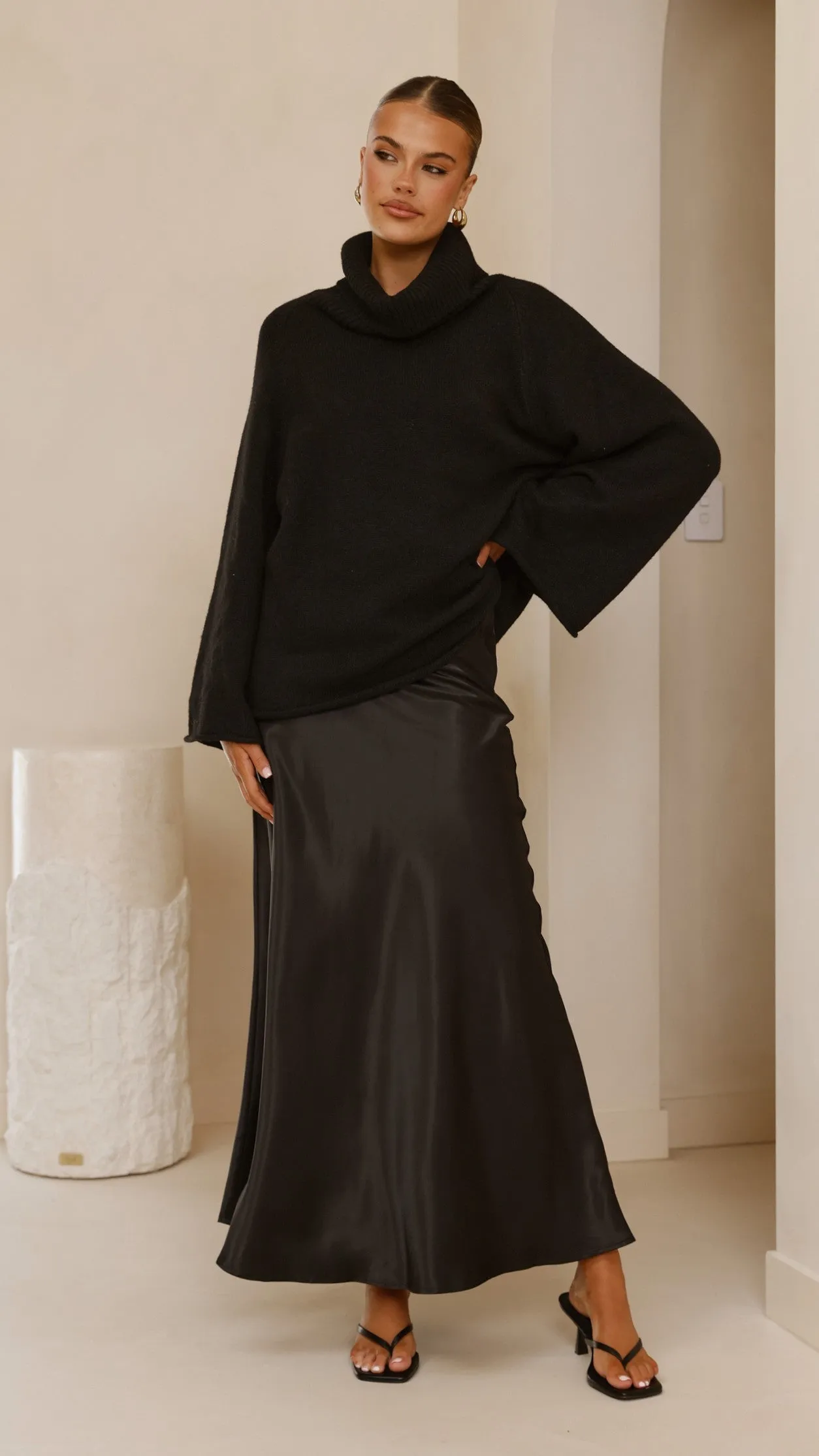Darina Bias Cut Maxi Skirt - Black Billy J