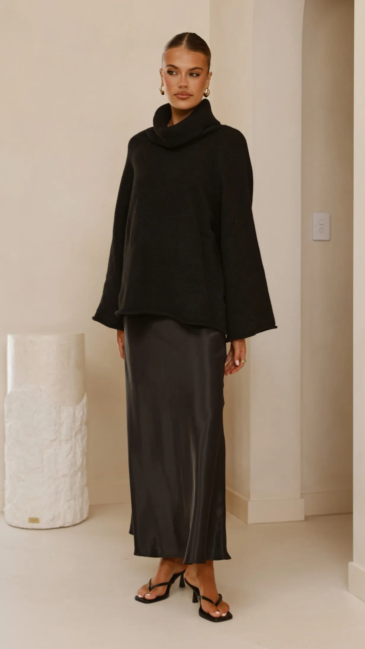 Darina Bias Cut Maxi Skirt - Black Billy J