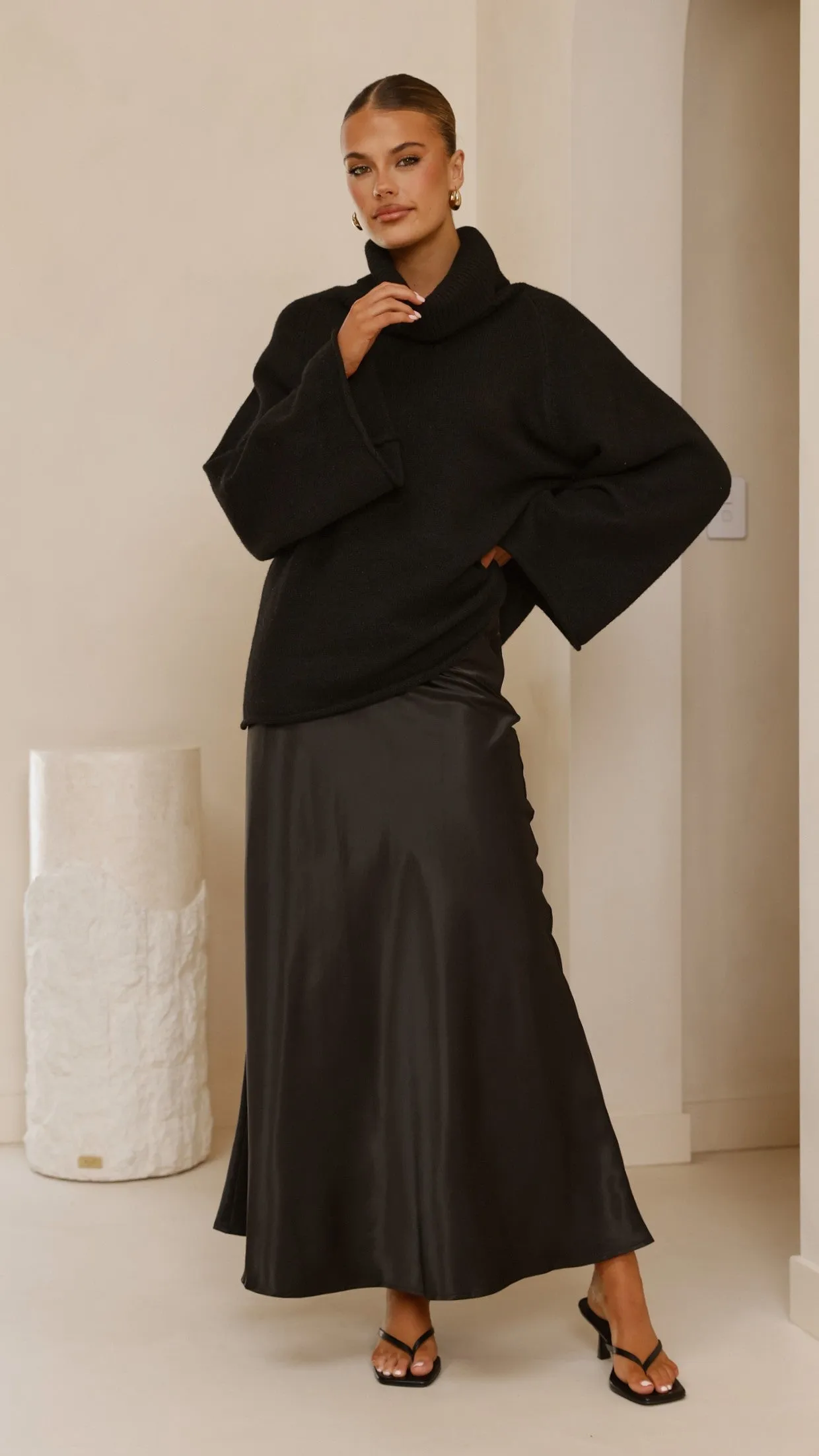 Darina Bias Cut Maxi Skirt - Black Billy J