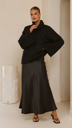 Darina Bias Cut Maxi Skirt - Black Billy J