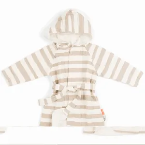 Done by Deer Badekåbe GOTS Stripes Sand