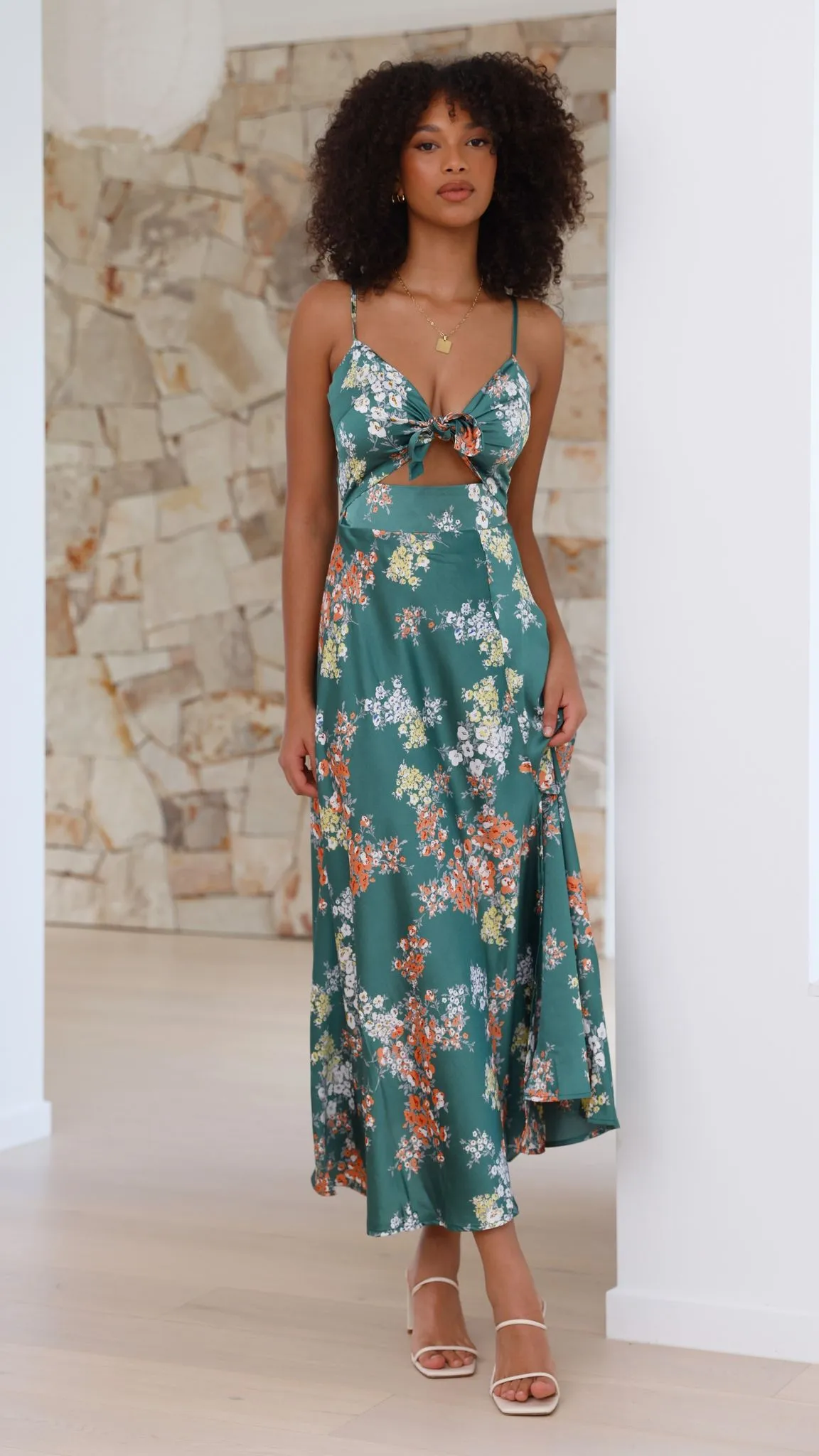 Dreamers Midi Dress - Green Floral Billy J