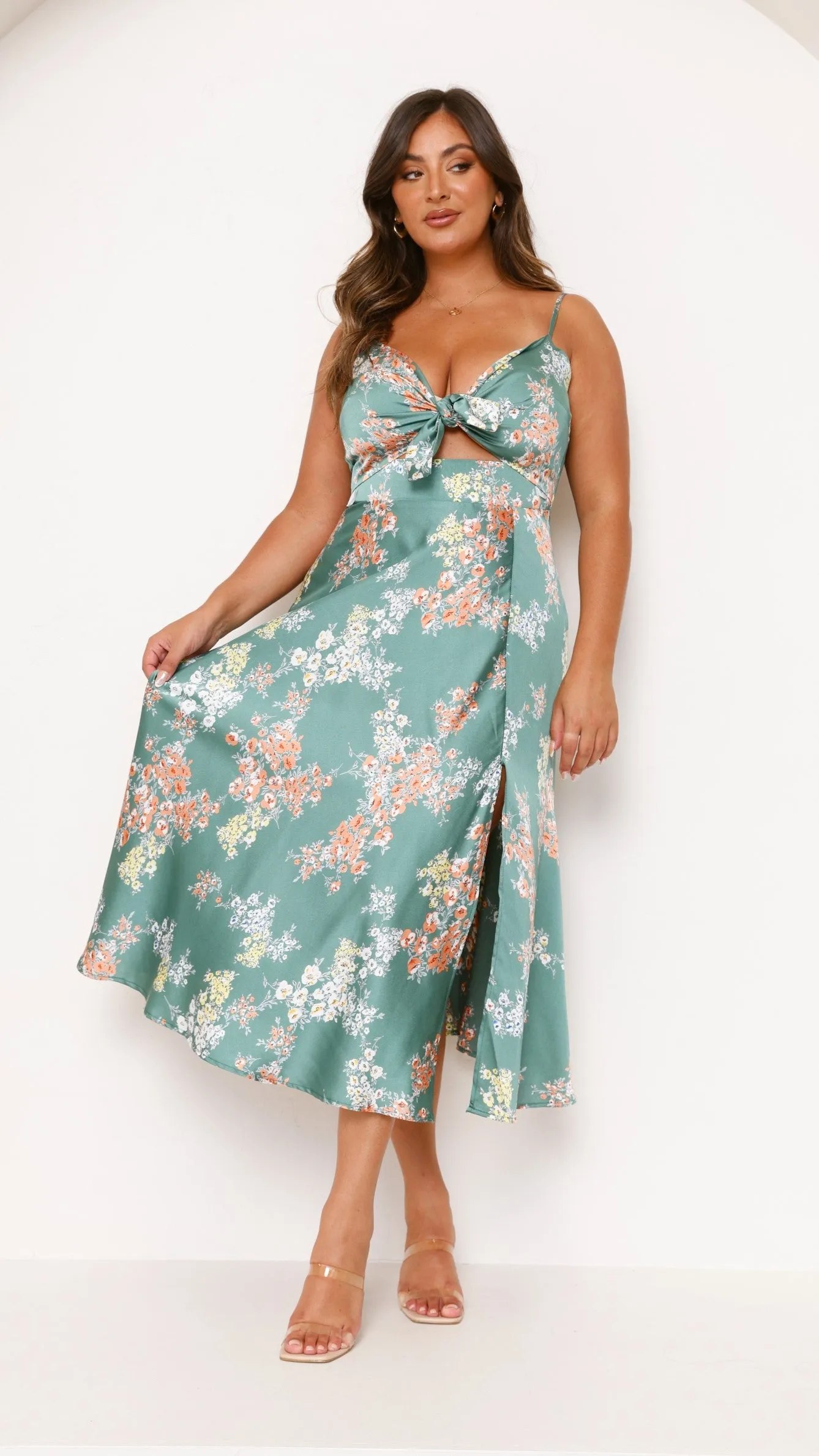 Dreamers Midi Dress - Green Floral Billy J