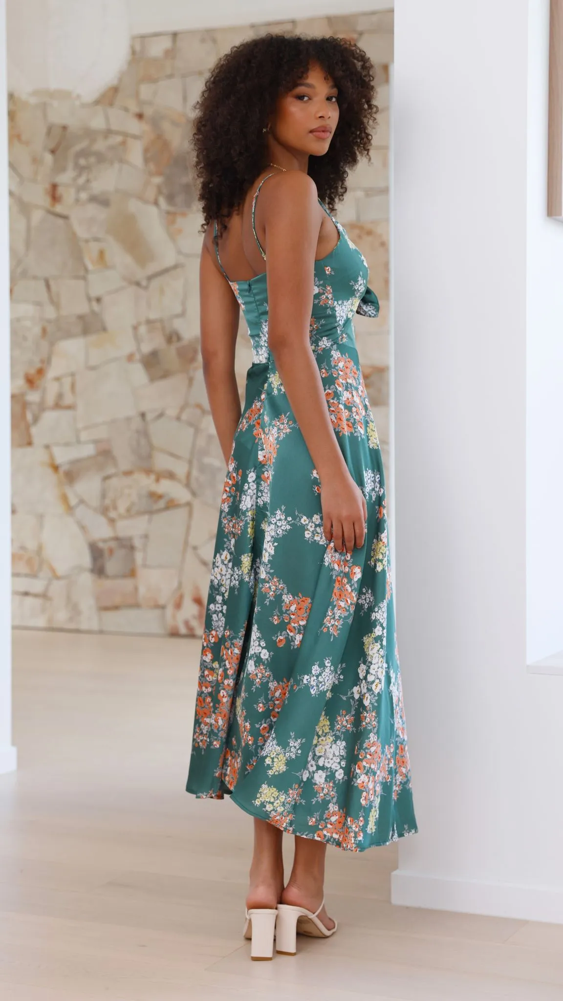 Dreamers Midi Dress - Green Floral Billy J