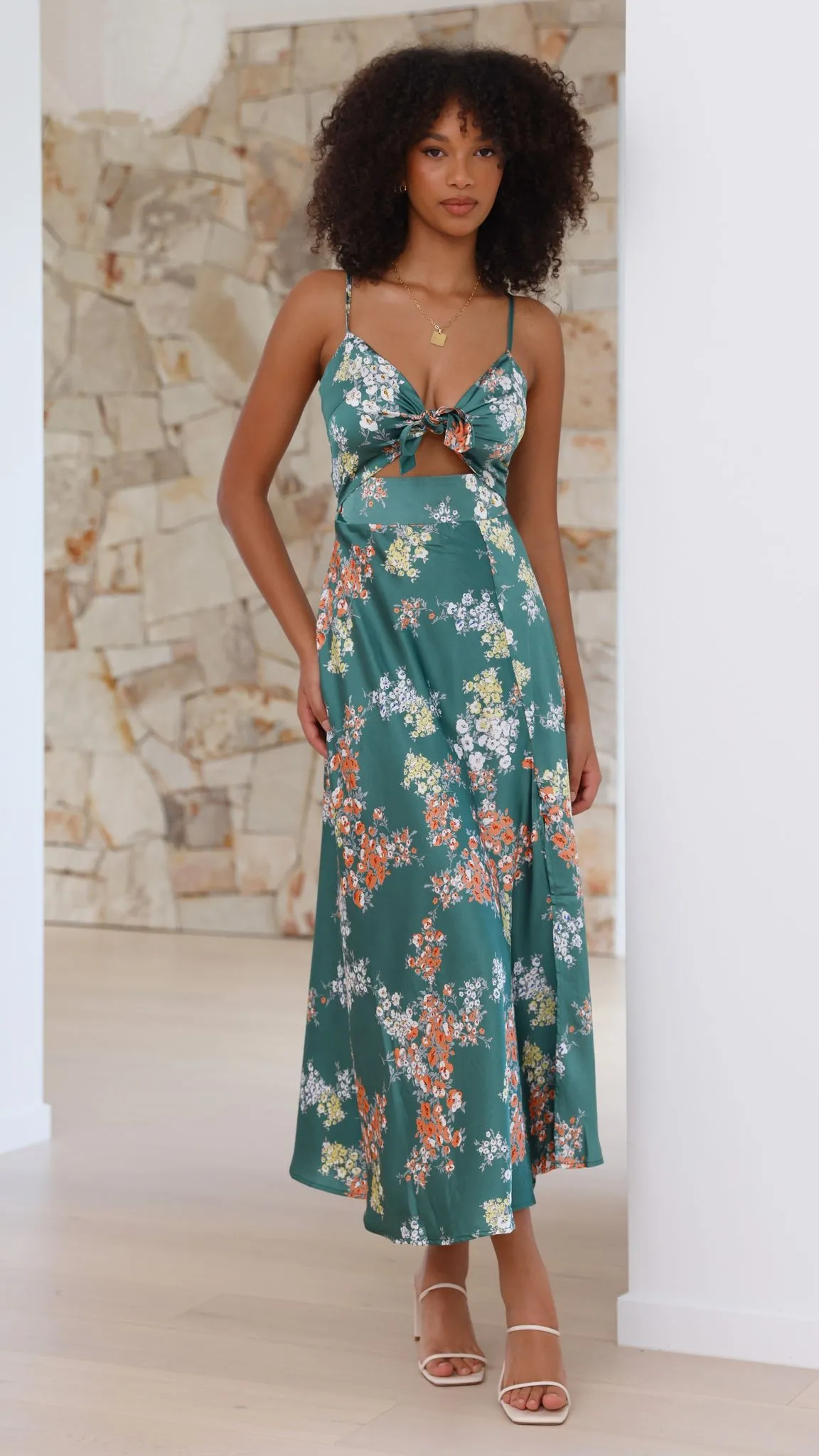 Dreamers Midi Dress - Green Floral Billy J