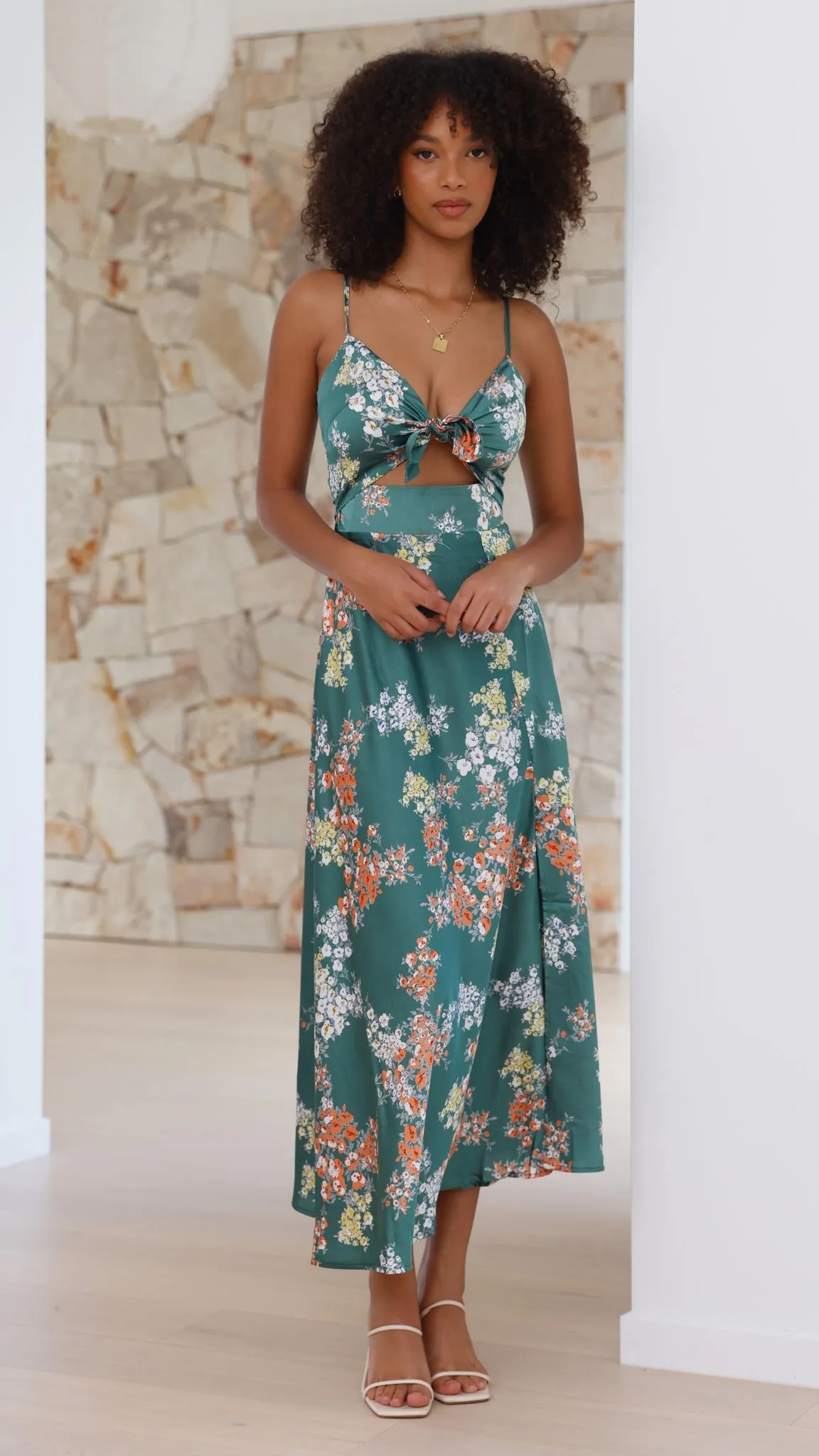 Dreamers Midi Dress - Green Floral Billy J