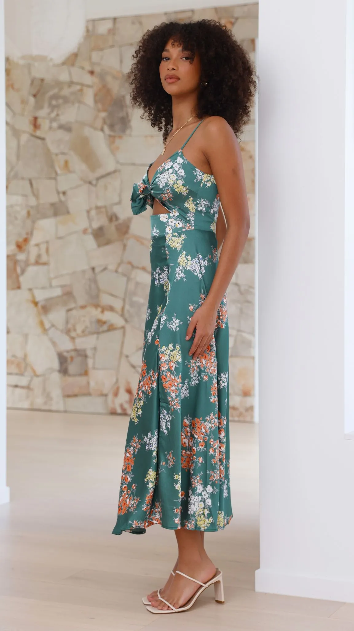 Dreamers Midi Dress - Green Floral Billy J