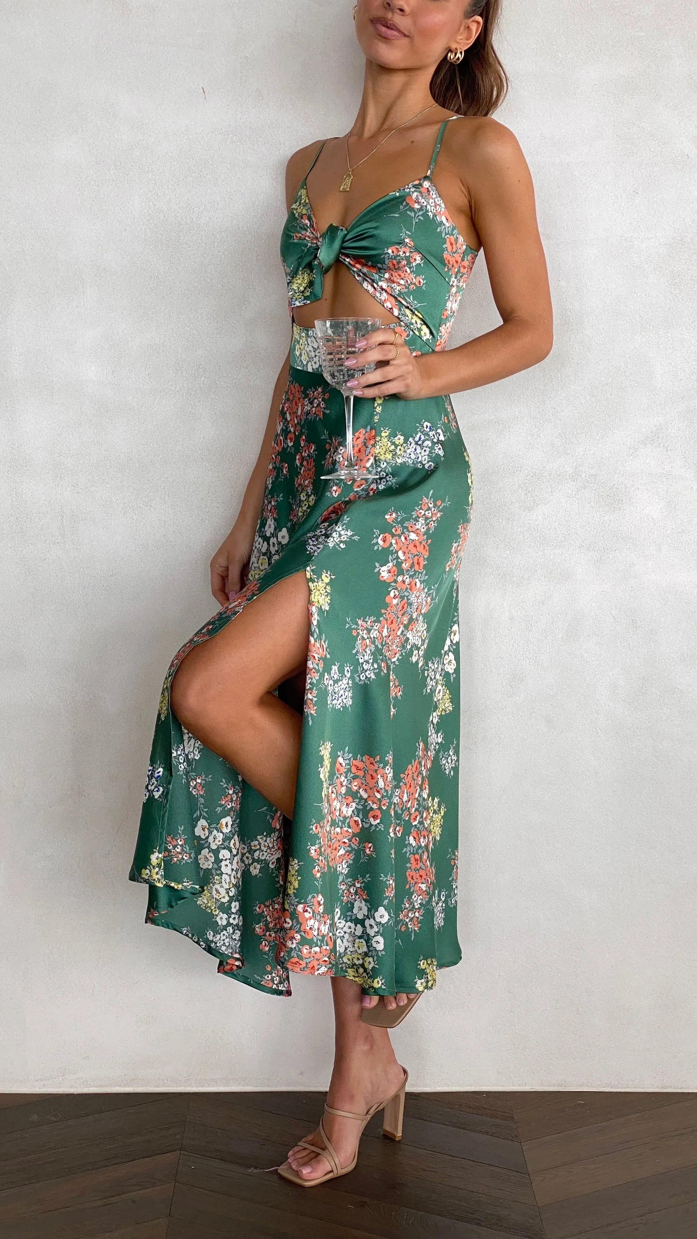 Dreamers Midi Dress - Green Floral Billy J