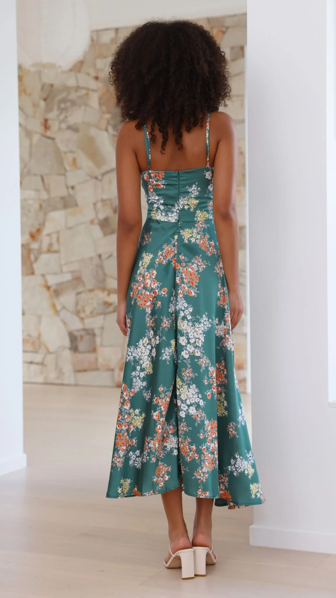 Dreamers Midi Dress - Green Floral Billy J