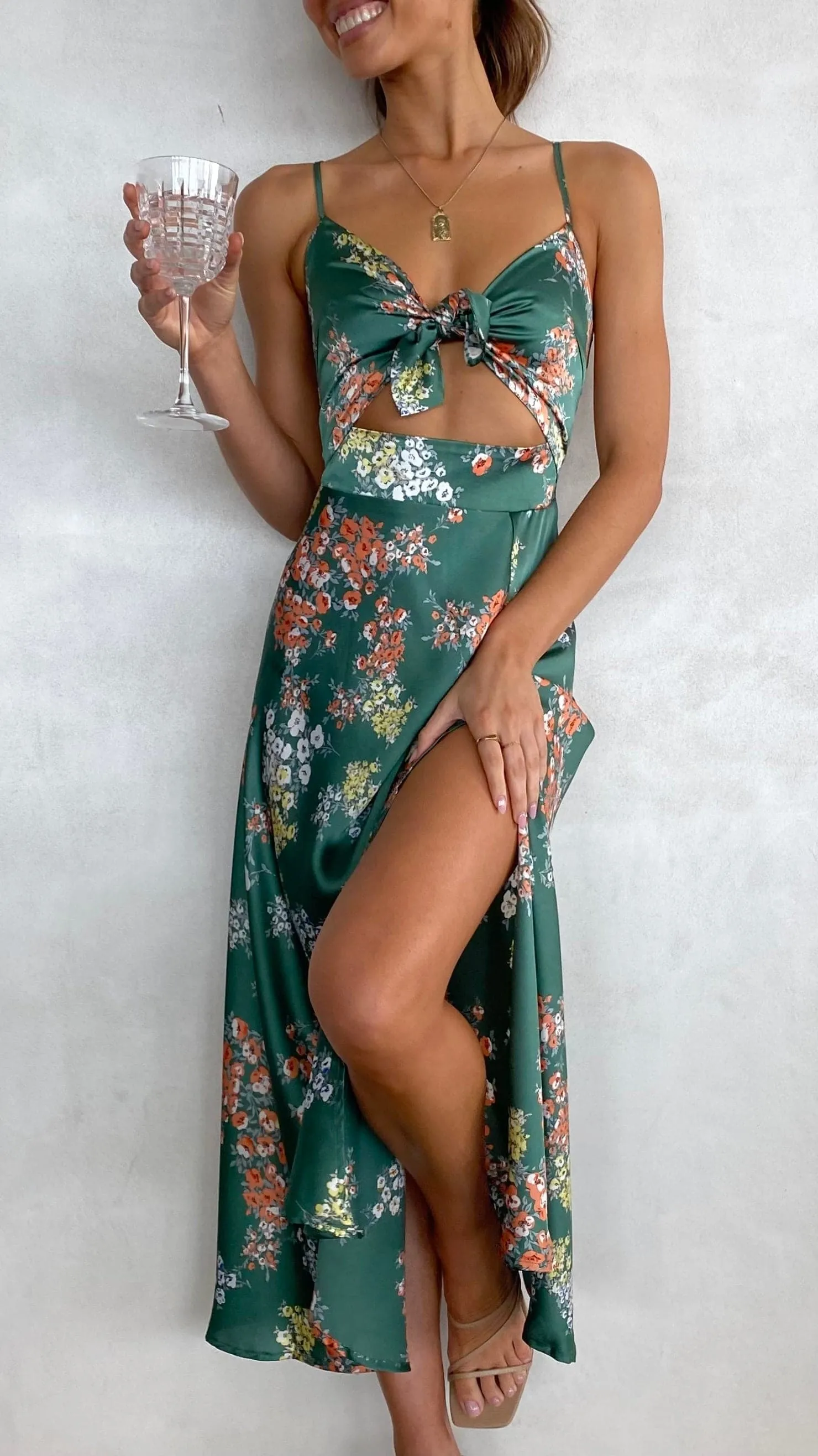Dreamers Midi Dress - Green Floral Billy J