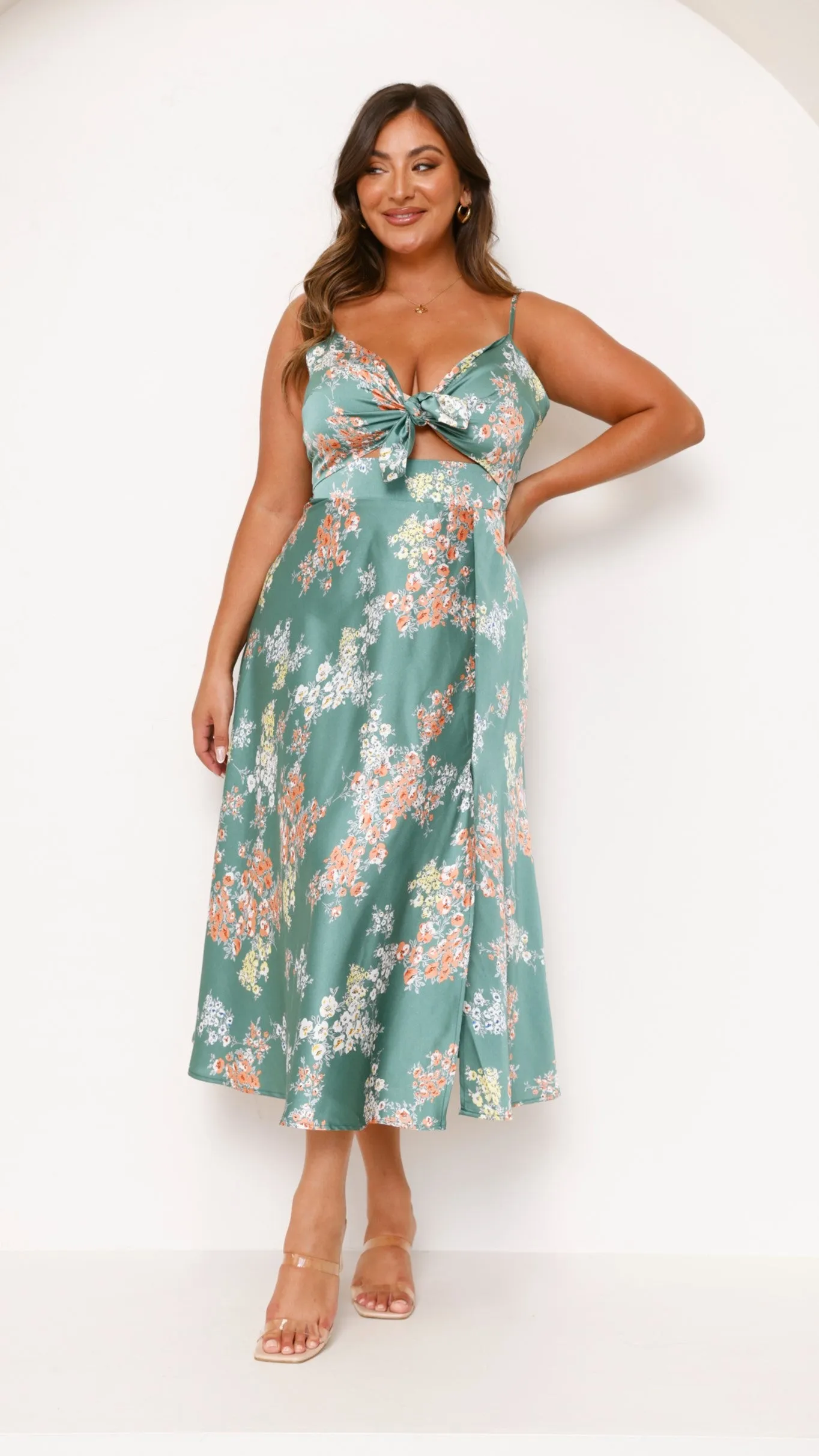 Dreamers Midi Dress - Green Floral Billy J