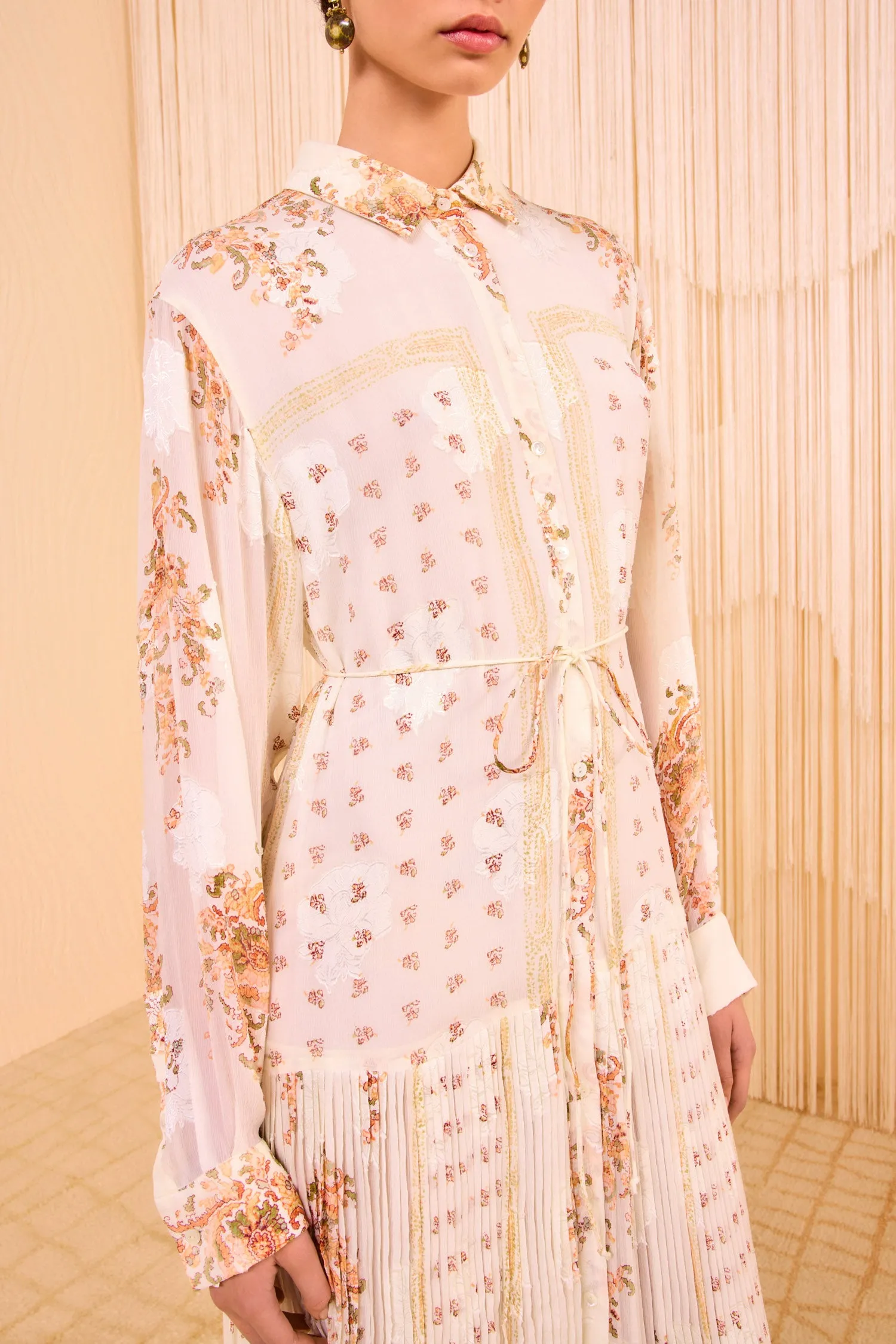Emilie Drop Waist Long Sleeve Shirt Dres - Alabaster Ulla Johnson