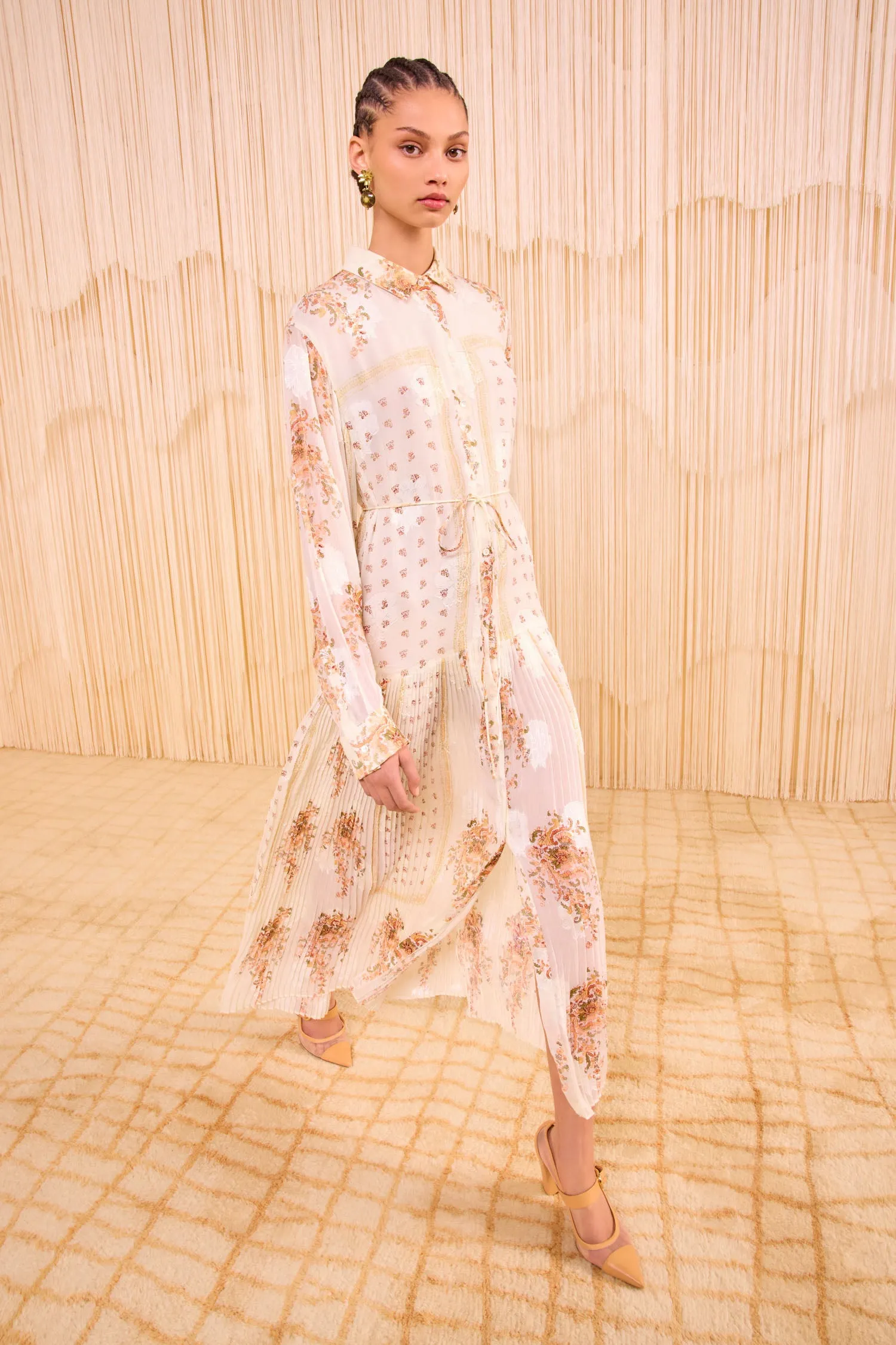 Emilie Drop Waist Long Sleeve Shirt Dres - Alabaster Ulla Johnson